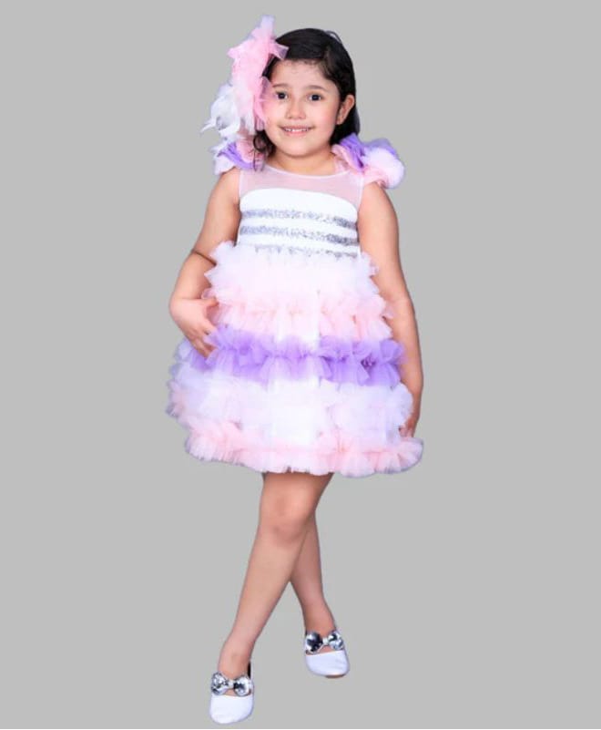 PinkCow Net Woven Sleeveless Layered Dress - Multi Colour-image-2