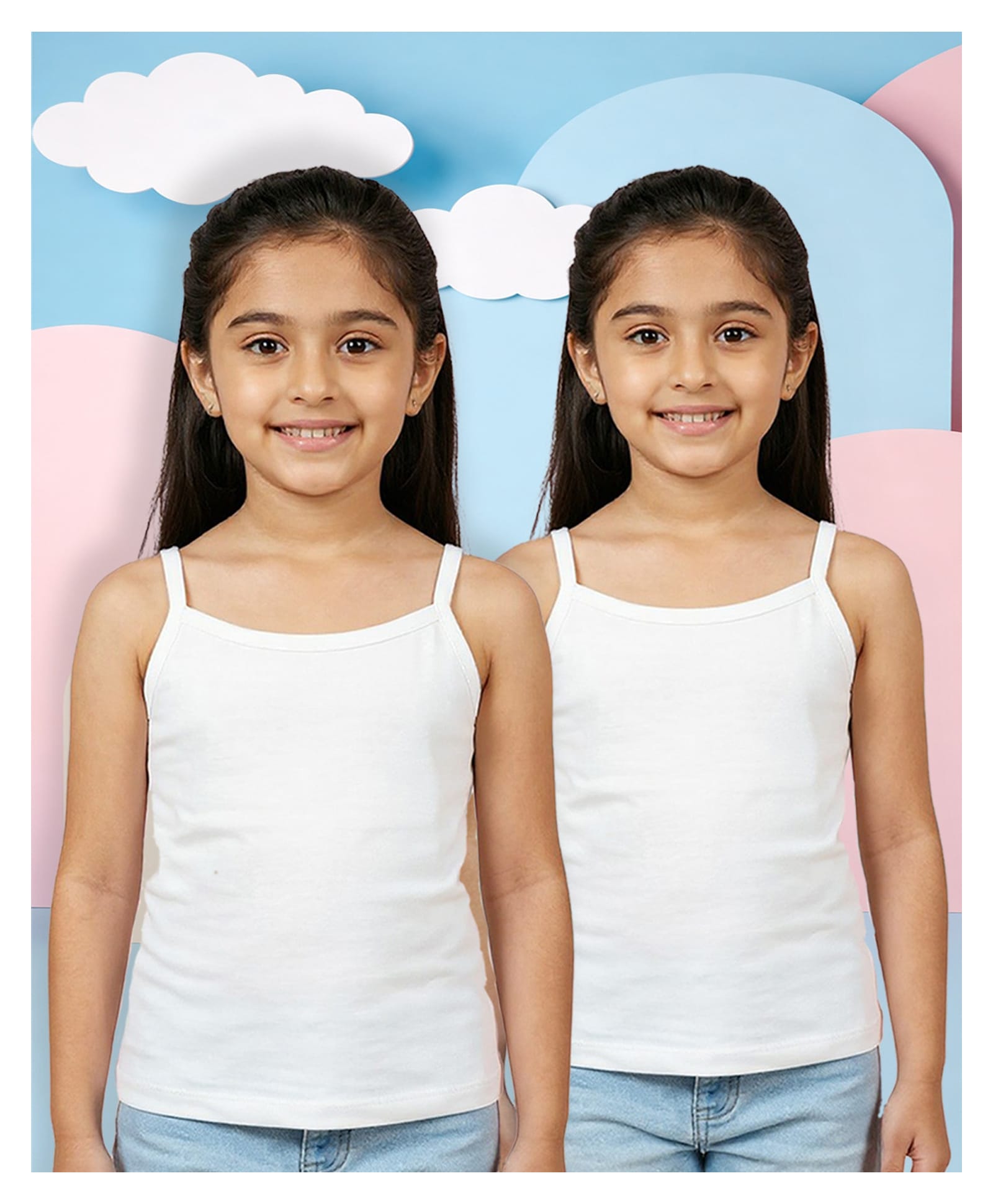 NUSYL Cotton Knit Pack Of 2 Sleeveless Solid Camisoles - White-image-30