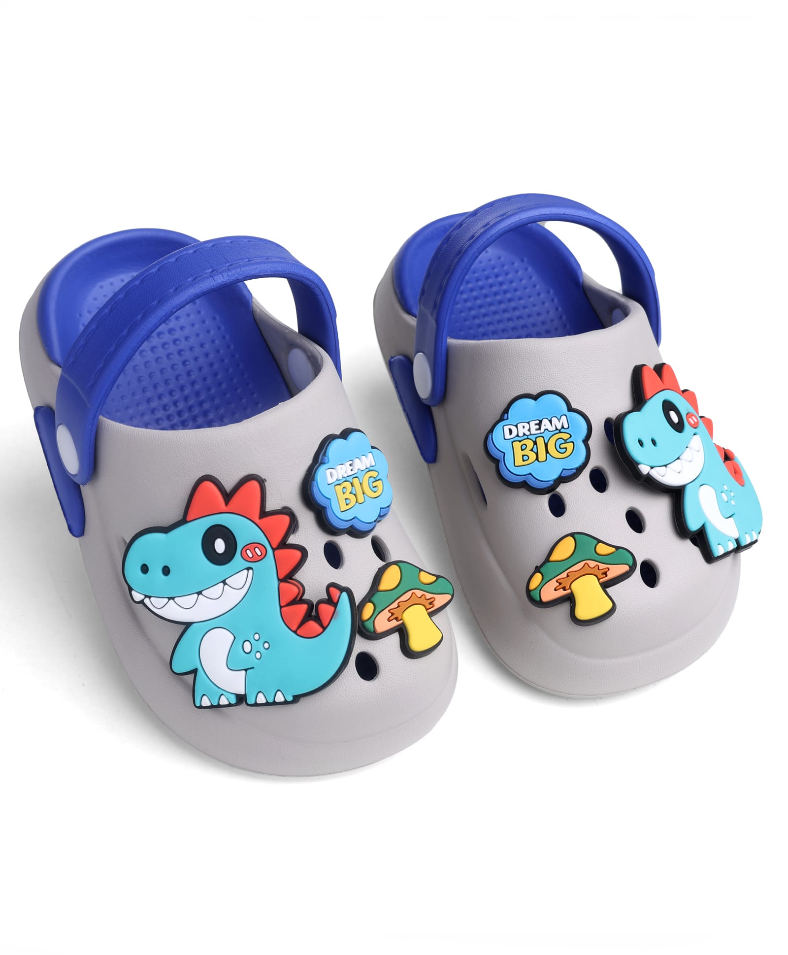 KIDLINGSS Dinosaur Applique Detailed Perforated Slingback Clogs - Grey-image-32