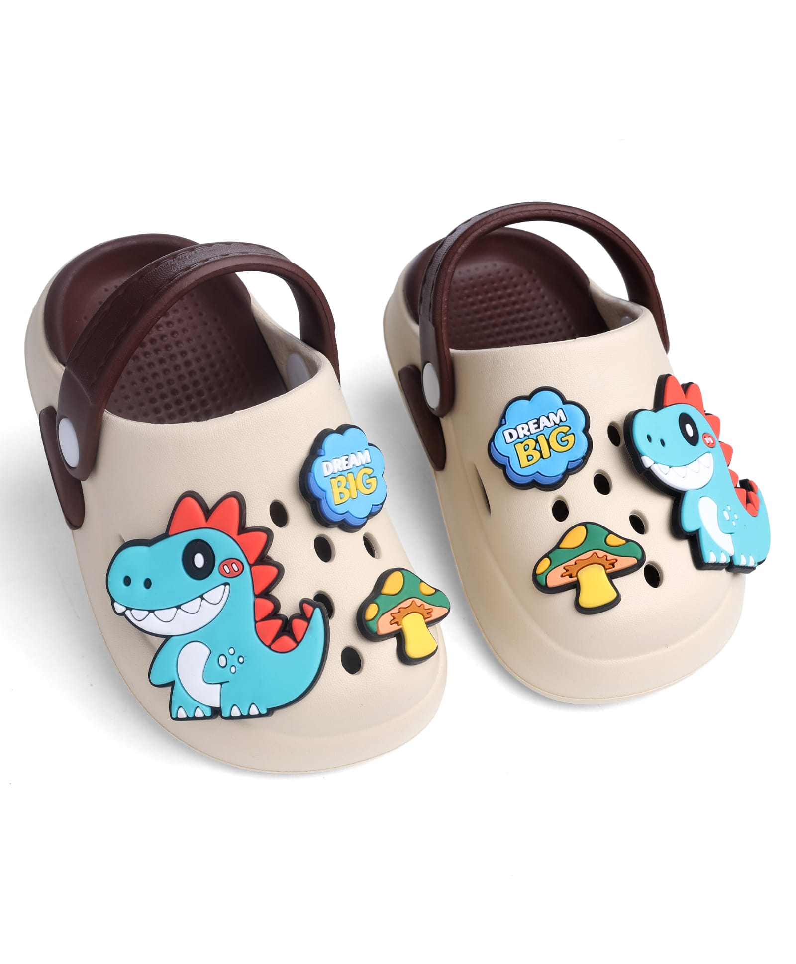 KIDLINGSS Dinosaur Applique Detailed Perforated Slingback Clogs - Brown-picture-17