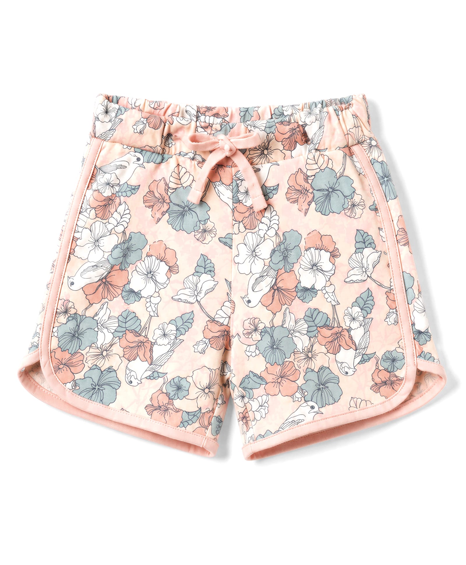 CUCUMBER Sinker Knit Above Knee Length Shorts with Floral Print - Baby Pink-picture-33