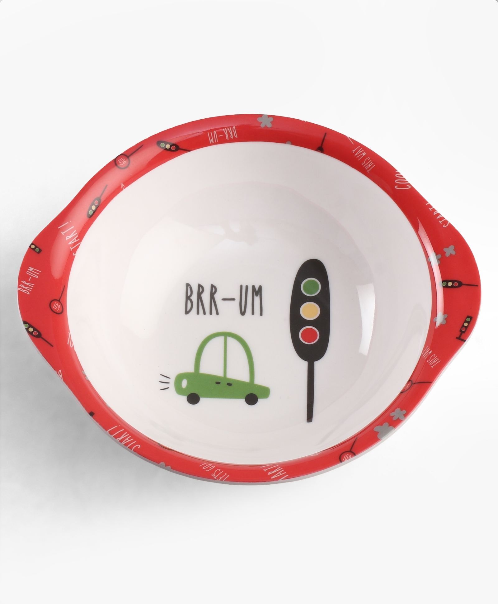 Servewell Car Printed Round Bowl with Handle -Red-picture-17
