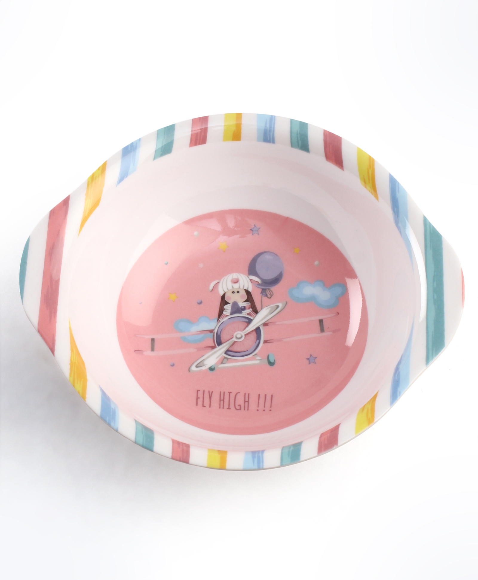 Servewell Helicopter Printed Round Bowl with Handle -Peach-image-44