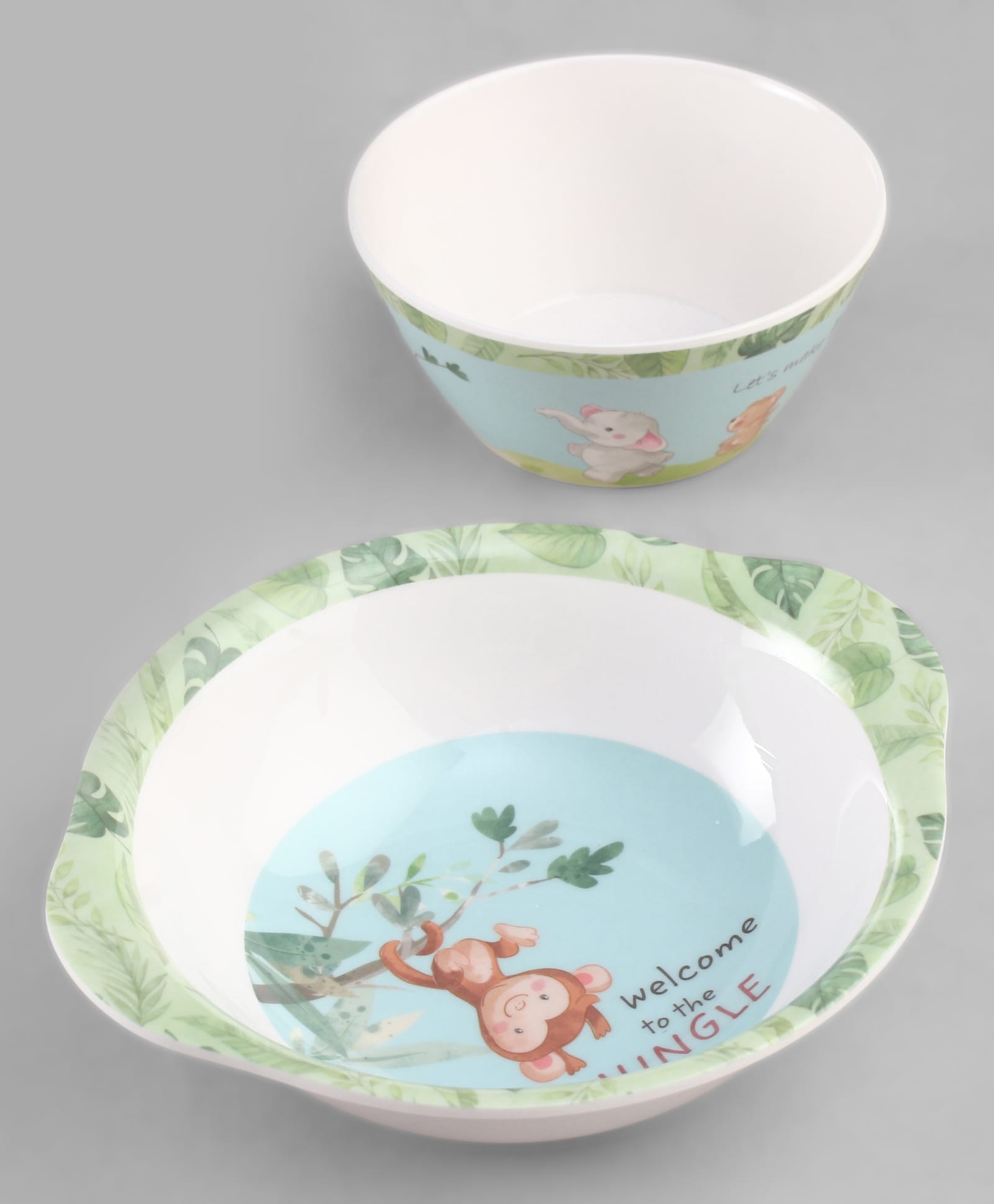Servewell Jungle Theme Printed Bowl With Handle & Cone Bowl Set of 2 Light Blue - 390 & 320 ml-image-34
