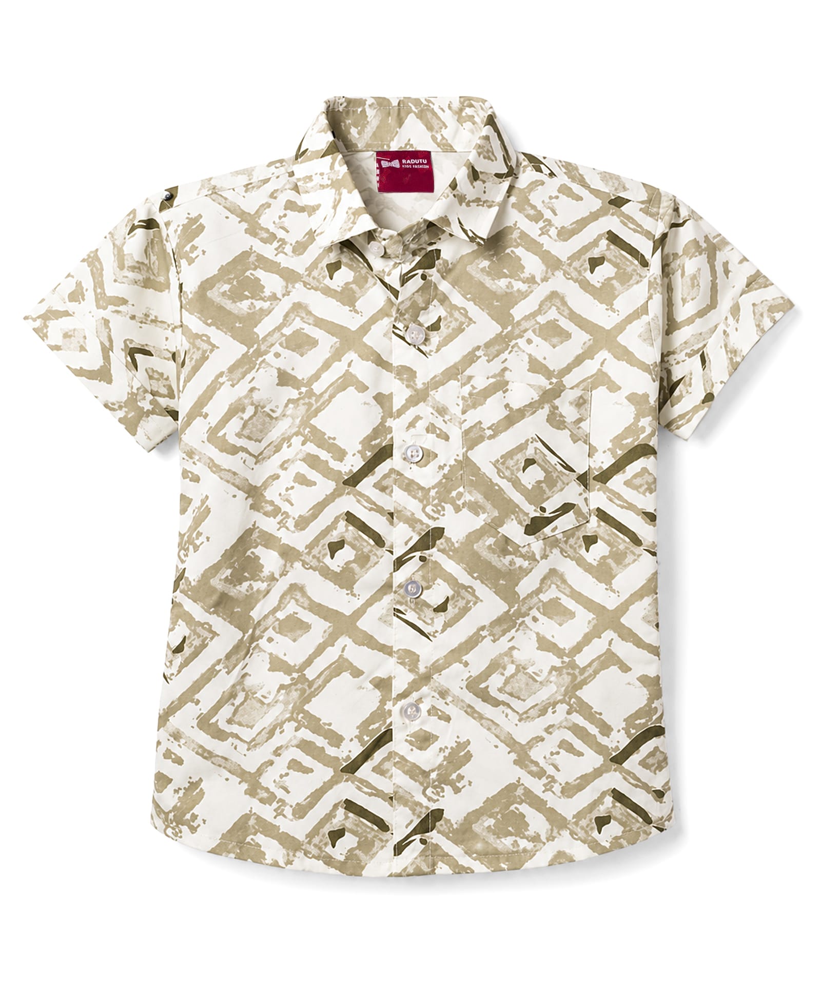 Radutu Cotton Woven Half Sleeves Printed Shirt - Beige-picture-16