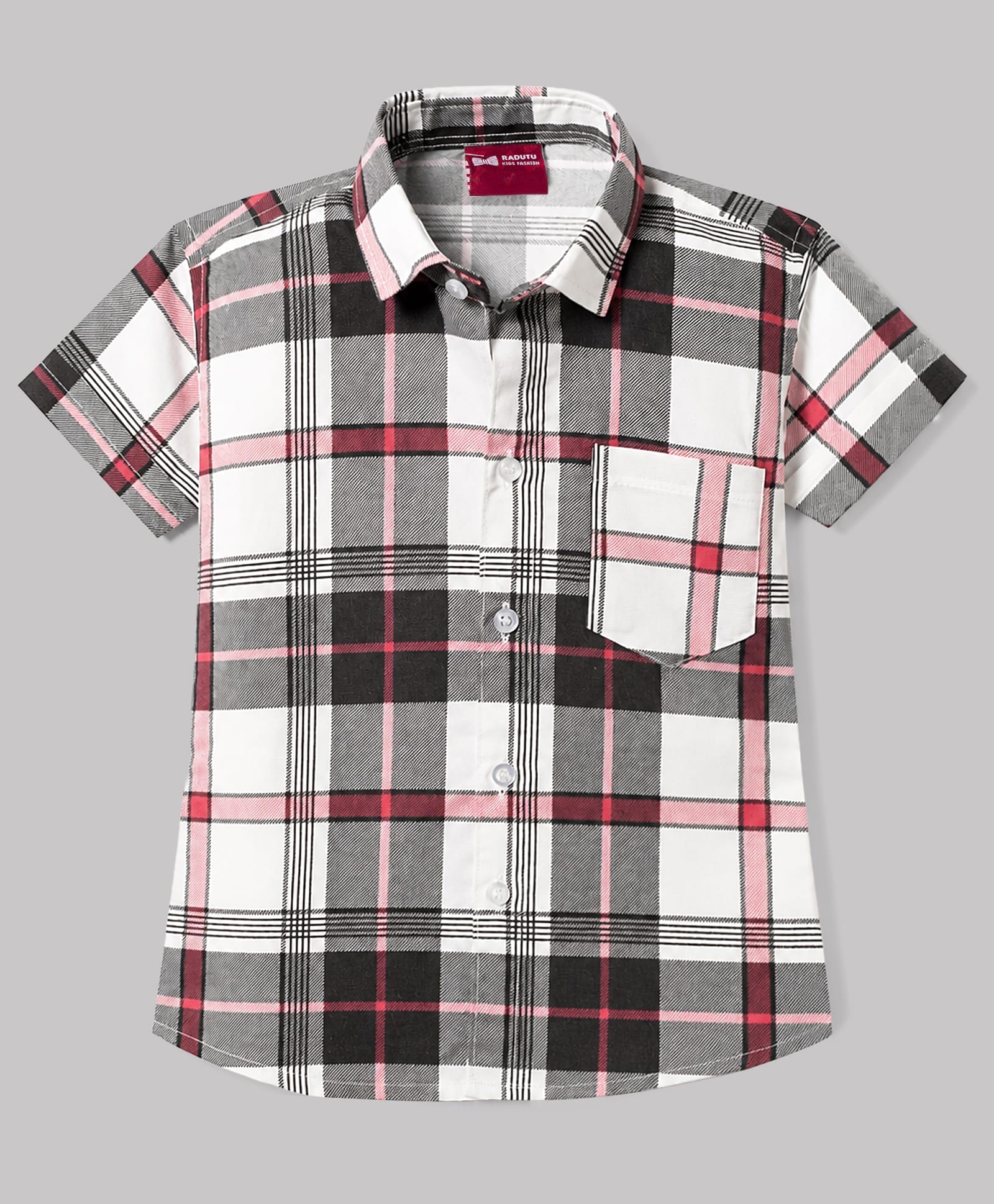 Radutu Cotton Woven Half Sleeves Checked Shirt -White & Maroon-picture-20
