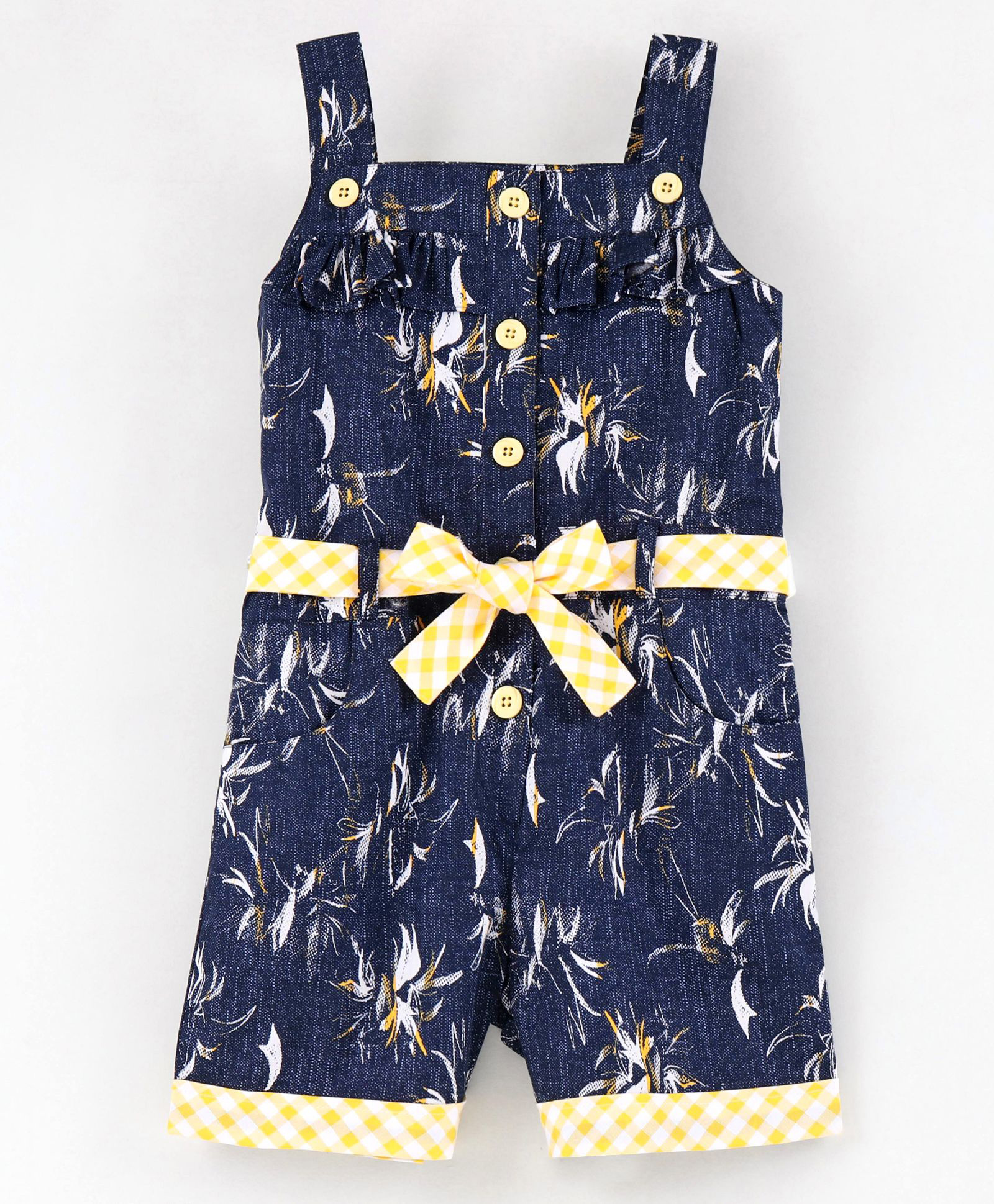 Enfance Core Cotton Knit Sleeveless Floral Printed Jumpsuit With Belt - Navy Blue-picture-14