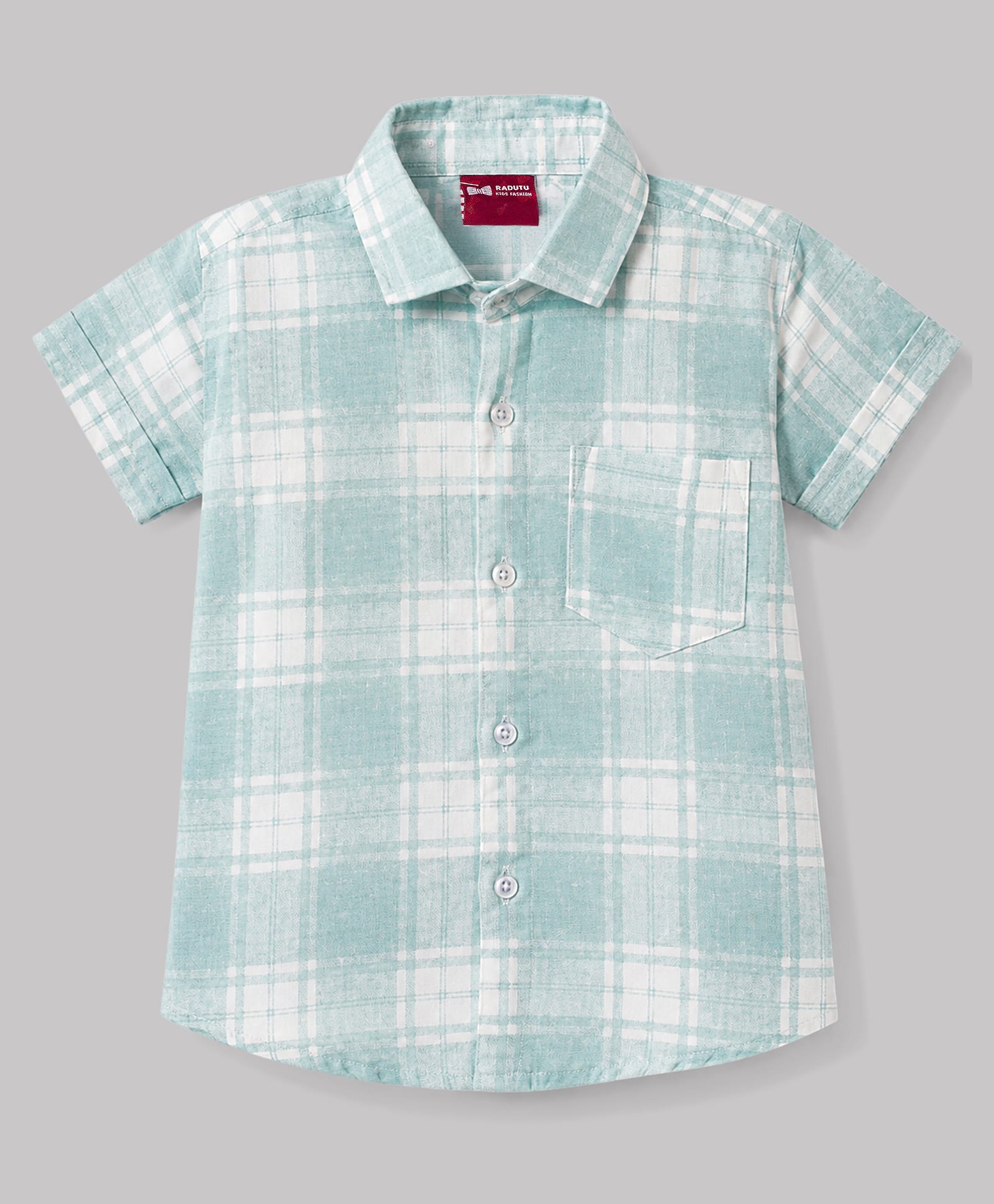 Radutu Cotton Woven Half Sleeves Shirt with Checks - Light Blue-picture-16