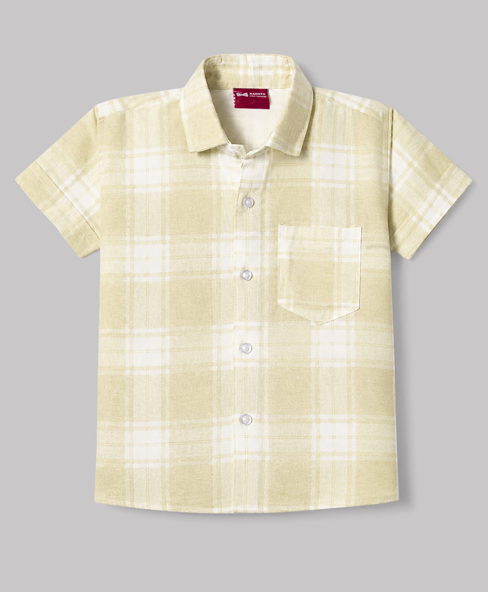 Radutu Cotton Woven Half Sleeves Shirt with Checks -Beige-image-39