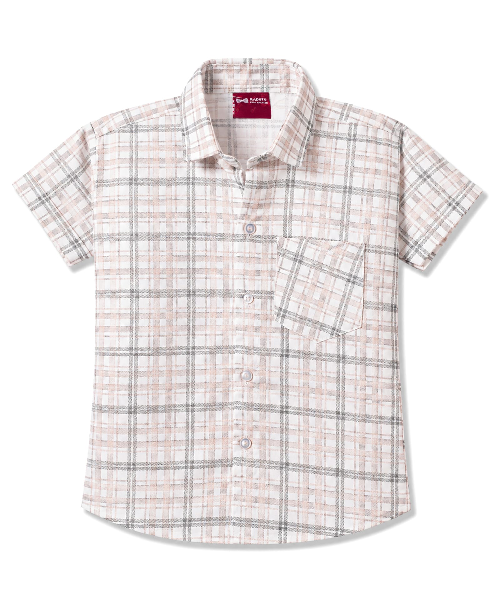 Radutu Cotton Woven Half Sleeves Shirt with Checks - White-picture-13