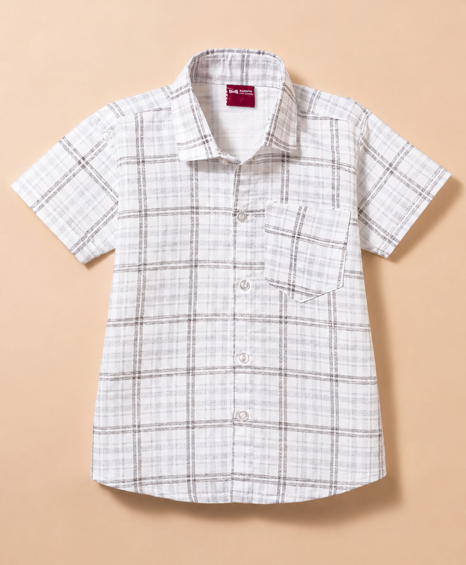 Radutu Cotton Woven Half Sleeves Shirt with Checks - White-picture-10