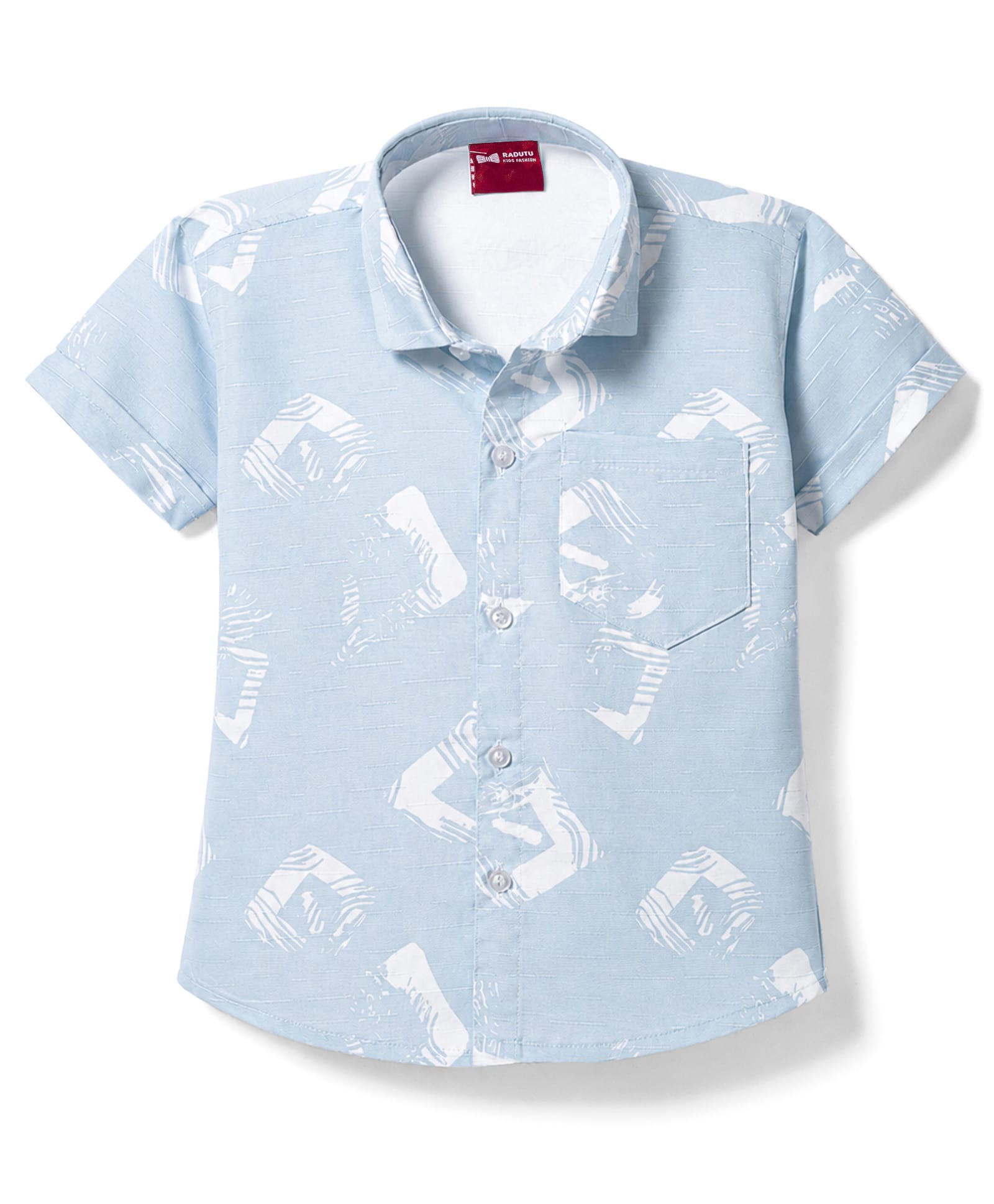 Radutu Cotton Woven Half Sleeves Shirt with Abstract Print - Light Blue-picture-12