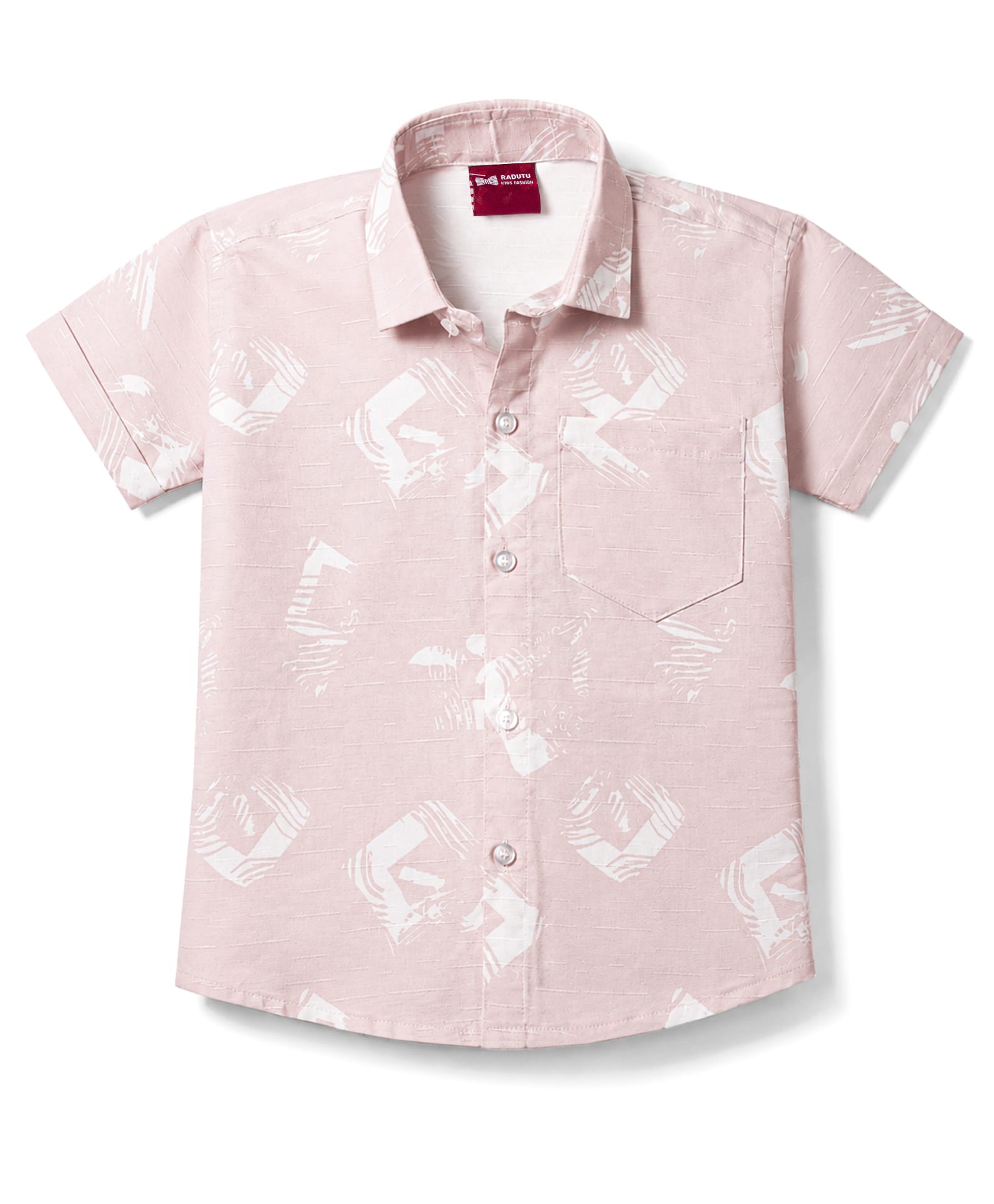 Radutu Cotton Woven Half Sleeves Shirt with Abstract Print - Pink-picture-26
