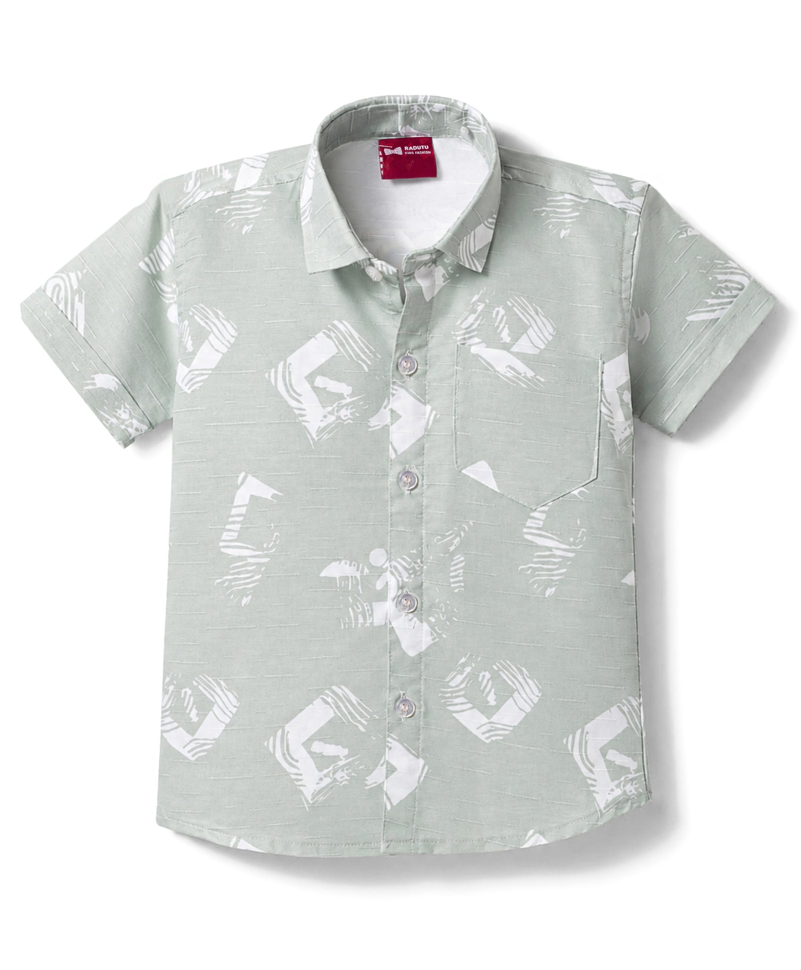 Radutu Cotton Woven Half Sleeves Shirt with Abstract Print - Olive-picture-17