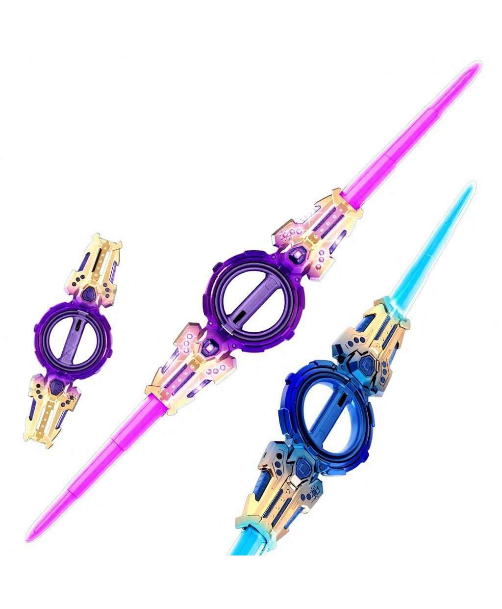 AKN TOYS Fire Spiral Double-Edged Light Sword Toy with LED Lights & Sound, Wrist-Activated Rotating Action Role Play Sword -PACK OF 1 ( COLOR AND DESIGN MAY VARY)-picture-2