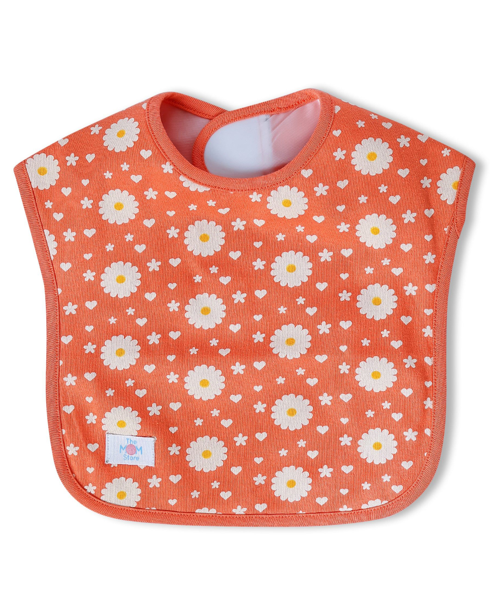 The Mom Store Cotton Waterproof Coral Blossom Feeding Bib - Coral-picture-33