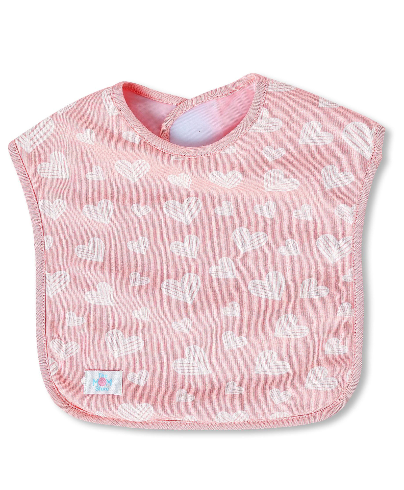 The Mom Store Cotton Waterproof Rosy Hearts Feeding Bib - Pink-picture-36