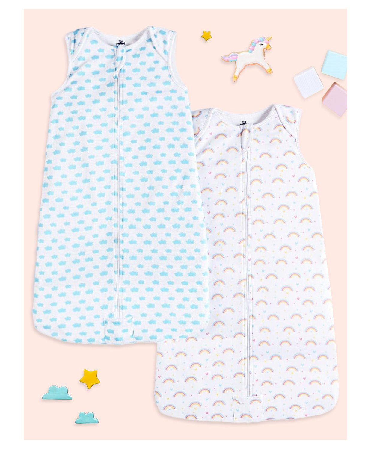 The Mom Store Cotton Happy Cloud-Magic Bow Combo Of 2 Sleeping Bag - White-picture-16