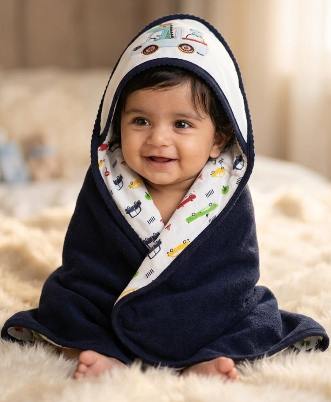 The Mom Store Cotton Dino Ride Hooded Towel Blanket - Black-picture-39