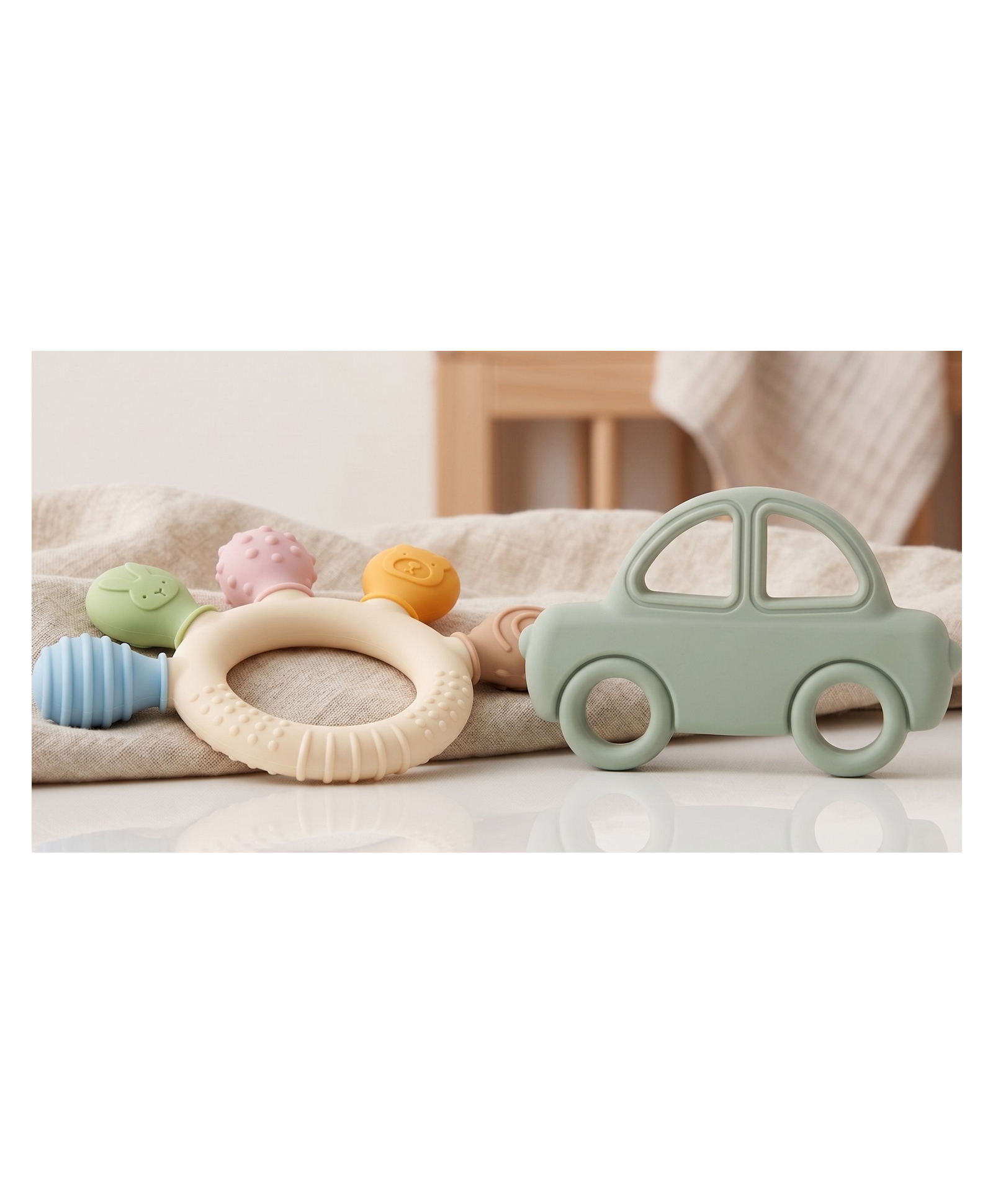 Kidcup Multi Texture Silicone Teether and Car Shape Teether (Combo) - Green-picture-14