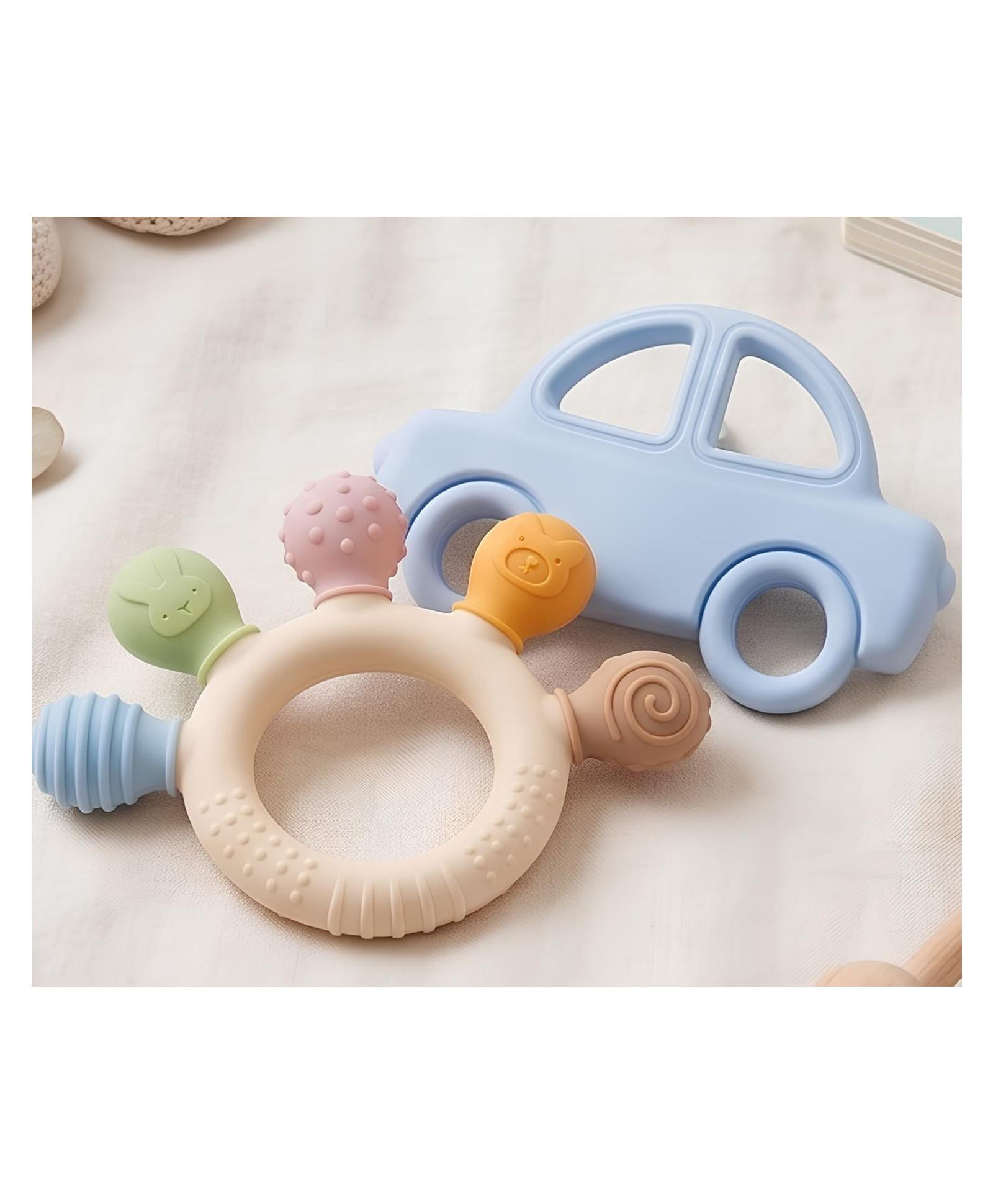 Kidcup Multi Texture Silicone Teether and Car Shape Teether (Combo) - Blue-picture-15