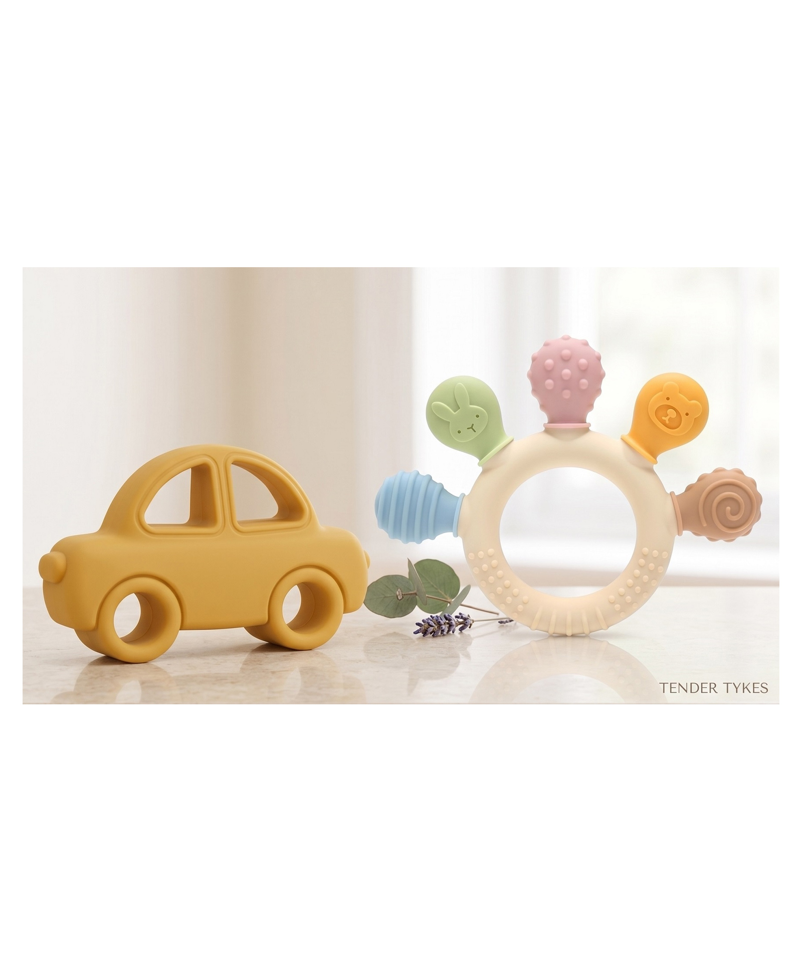 Kidcup Multi Texture Silicone Teether and Car Shape Teether (Combo) - Yellow-picture-13