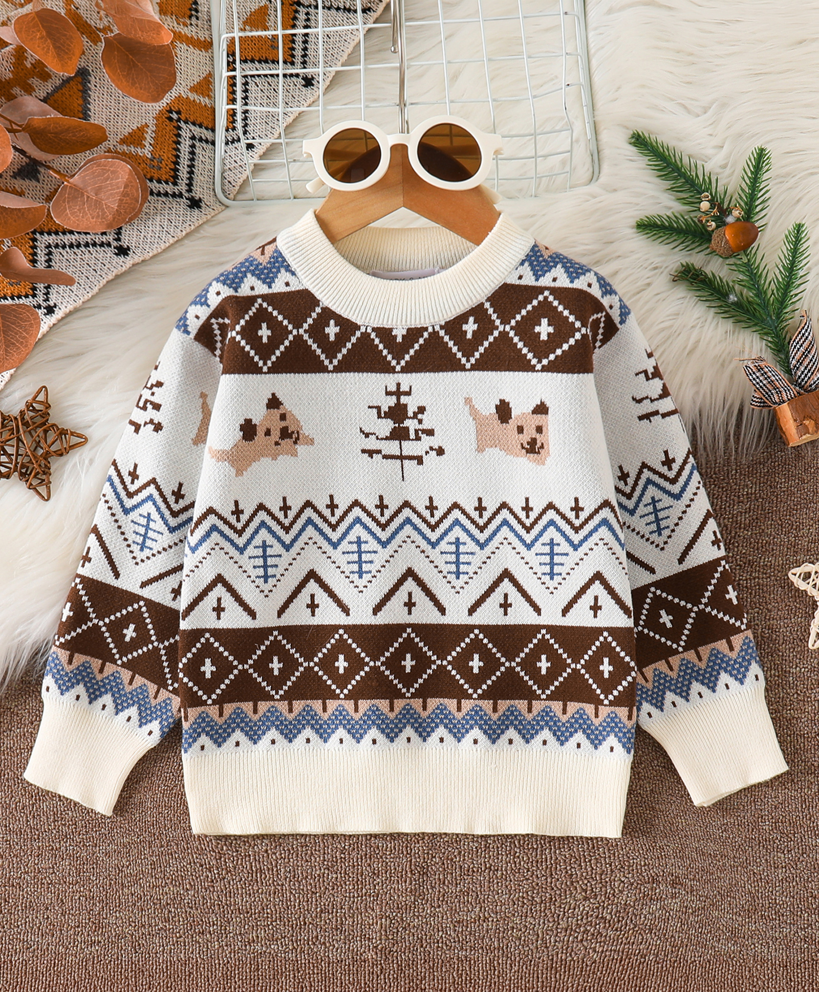 Mark & Mia Viscose Full Sleeves Pullovers With Geometric Design - White-image-14