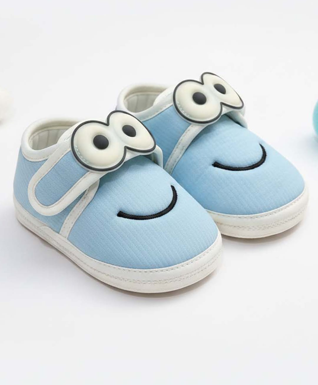 Baby Moo Face Applique Detailed Velcro Closure Anti Skid Booties - Blue-picture-48