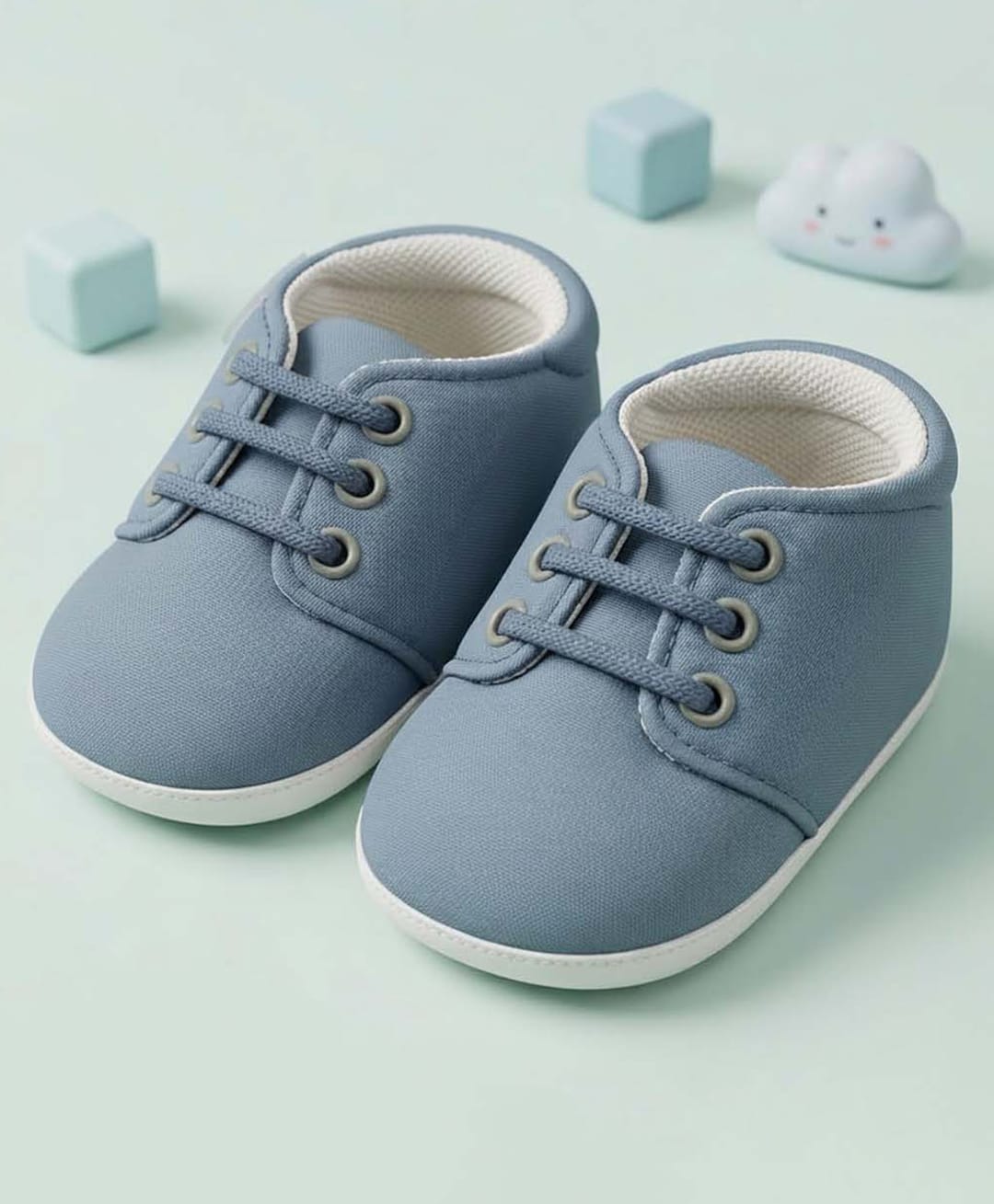Baby Moo Lace Detailed Slip On Booties - Blue-image-48