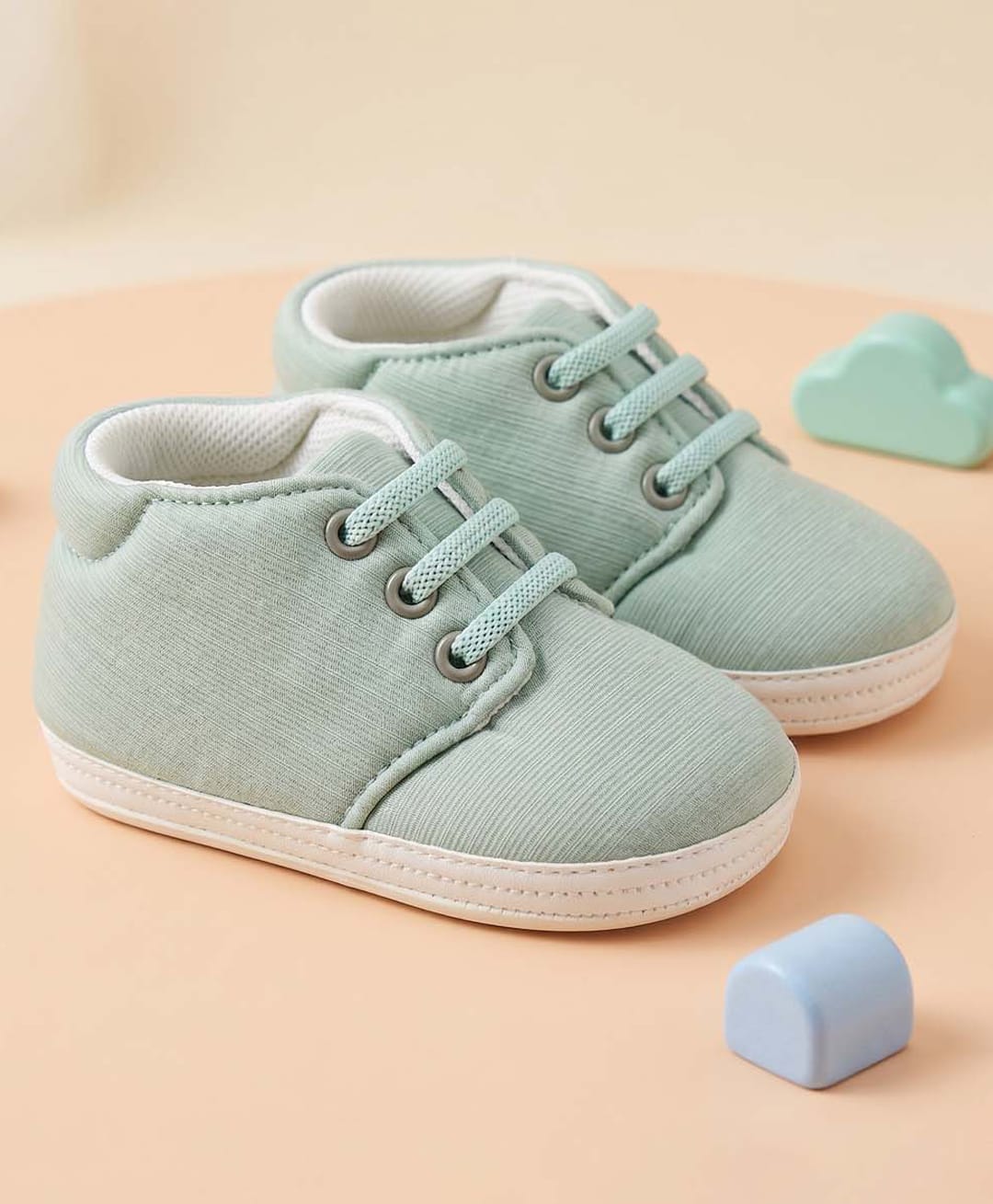 Baby Moo Lace Detailed Slip On Booties - Mint Green-picture-1