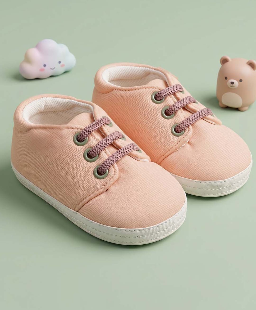 Baby Moo Lace Detailed Slip On Booties - Peach-picture-45