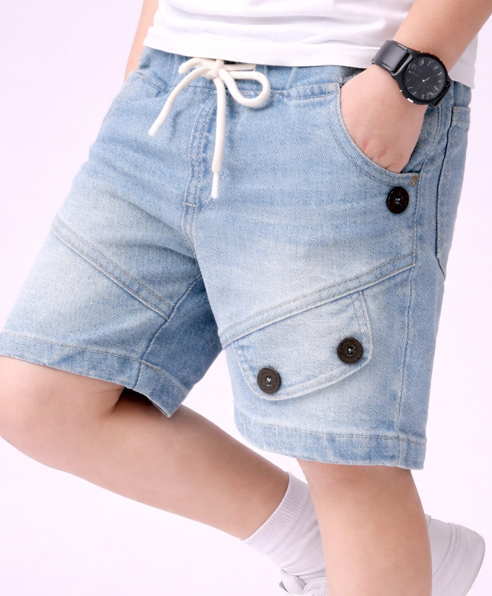 PURPLE UNITED KIDS Denim Woven Washed Shorts - Light Blue-picture-16