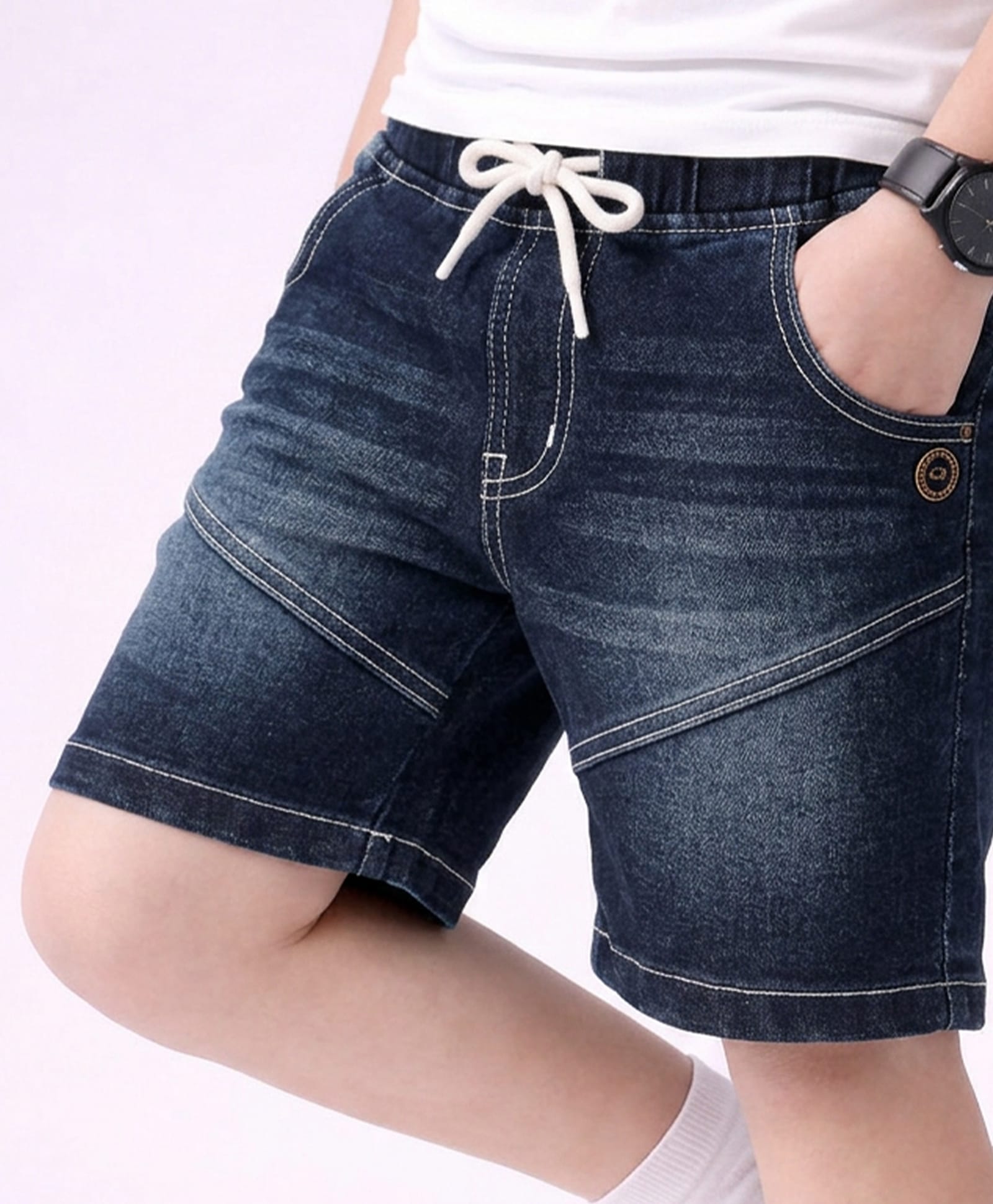 PURPLE UNITED KIDS Denim Woven Washed Shorts - Dark Blue-image-47