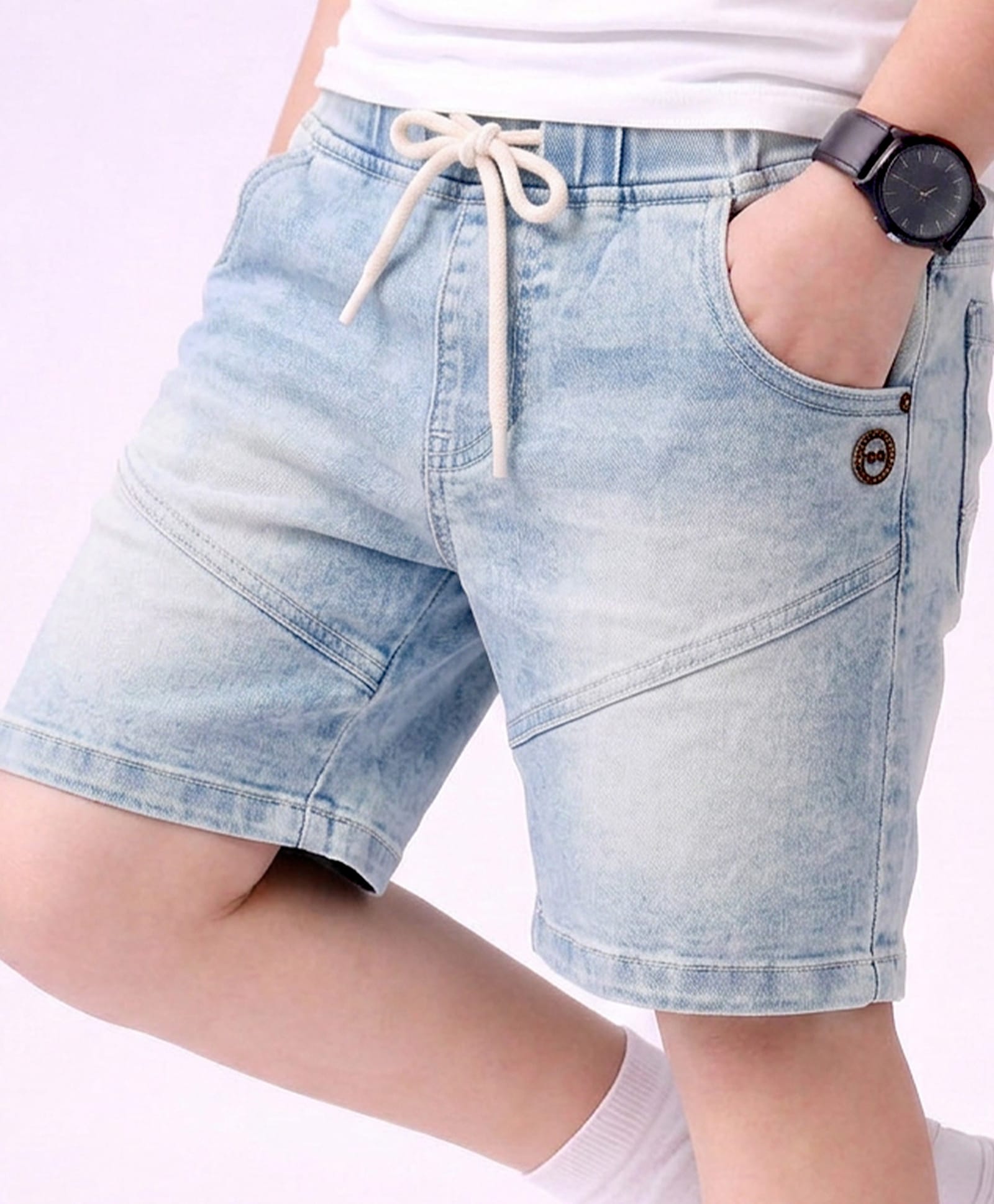 PURPLE UNITED KIDS Denim Woven Washed Shorts - Light Blue-picture-10