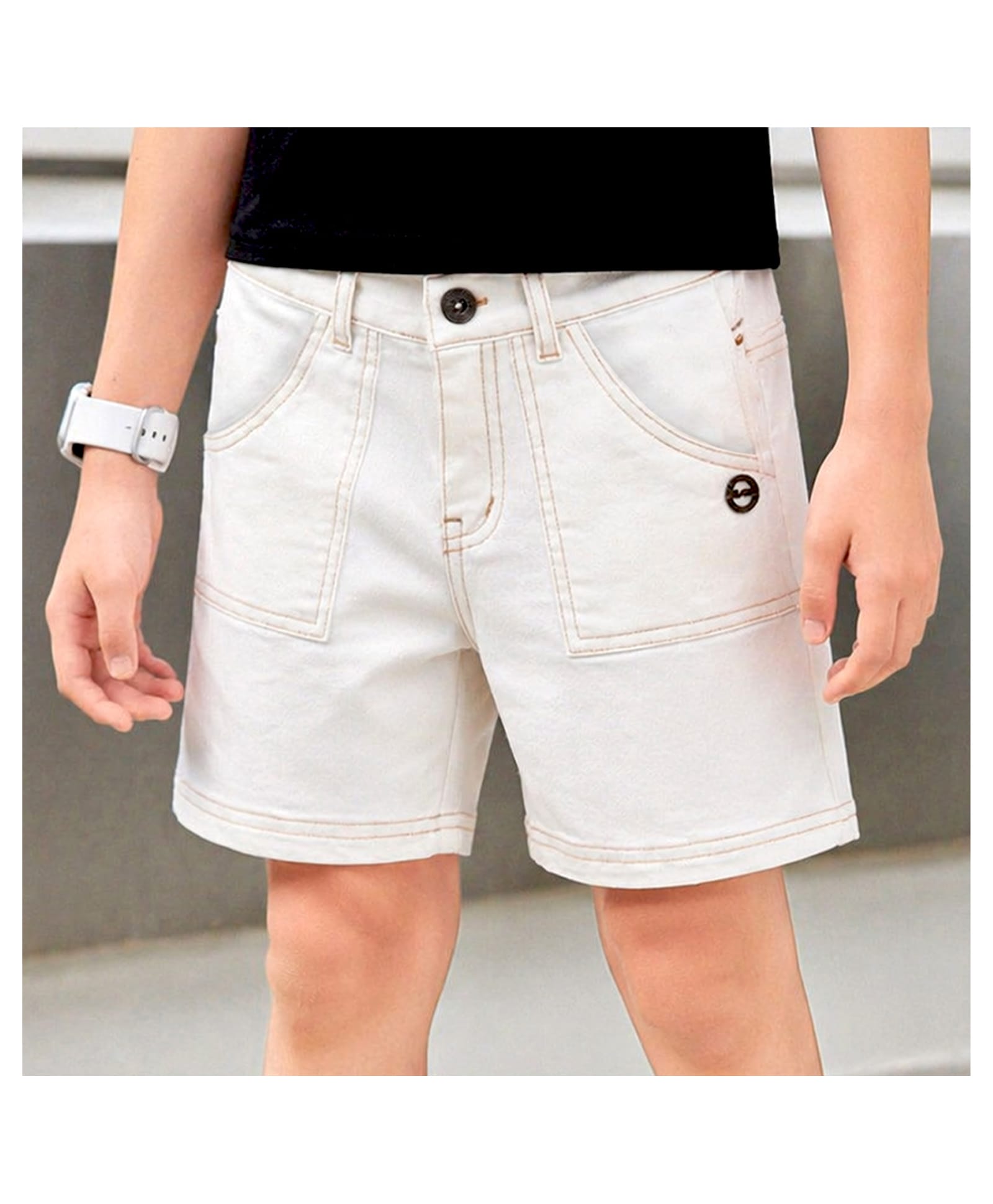 PURPLE UNITED KIDS Denim Woven Metal Applique Detailed Shorts - White-picture-27