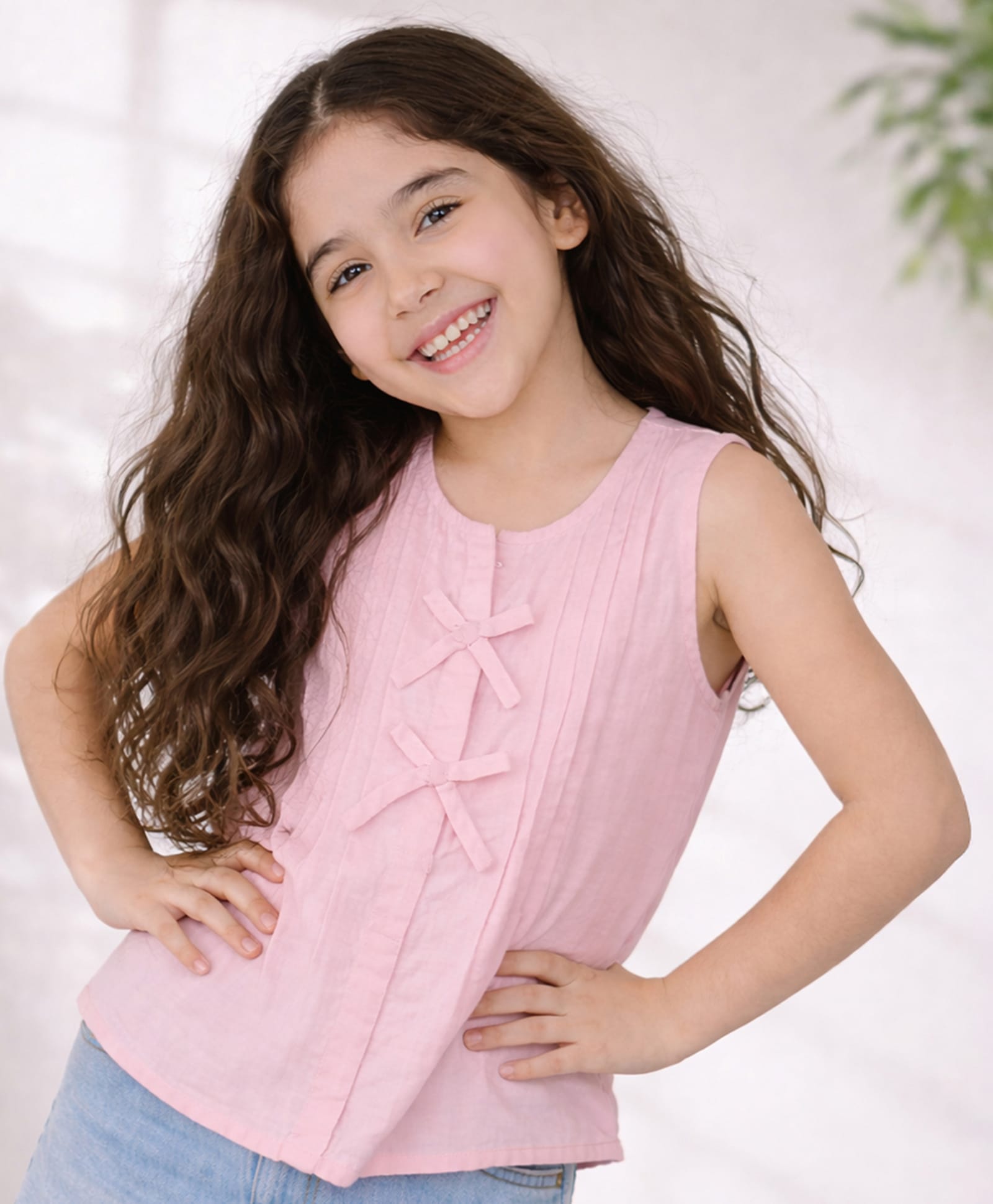 PURPLE UNITED KIDS Poplin Woven Sleeveless Bow Applique Detailed Top - Pink-picture-27