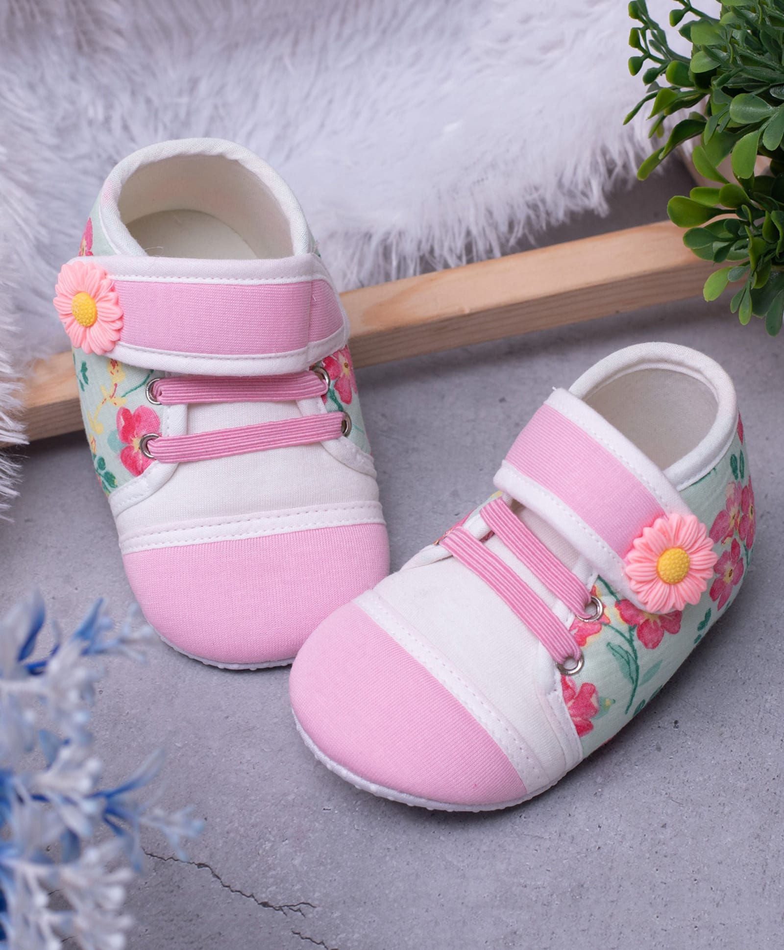 Daizy Floral Printed & Embellished Booties - Baby Pink-image-44