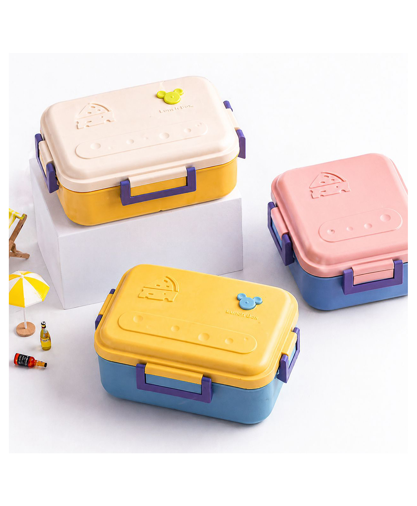 Sanjary Kids Portable Lunch Box 1200ml BPA Free Food Container with Compartments, Lightweight Leakproof School Meal Box for Snacks, Travel, Daily Use color design may vary-picture-6