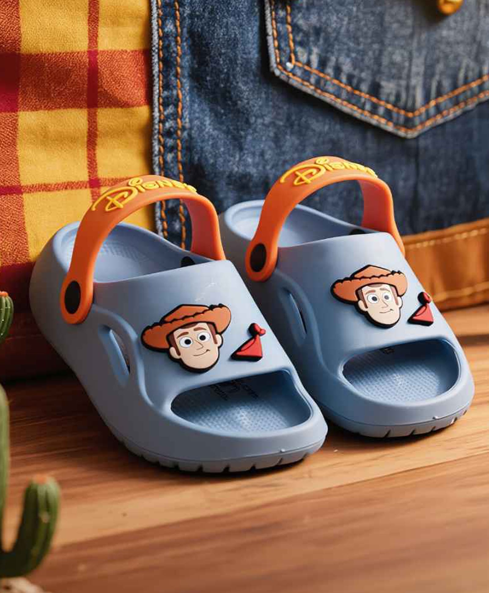 Yellow Bee Disney Pixar Toy Story Featuring Woody Applique Detailed Slingback Clogs - Blue-picture-12