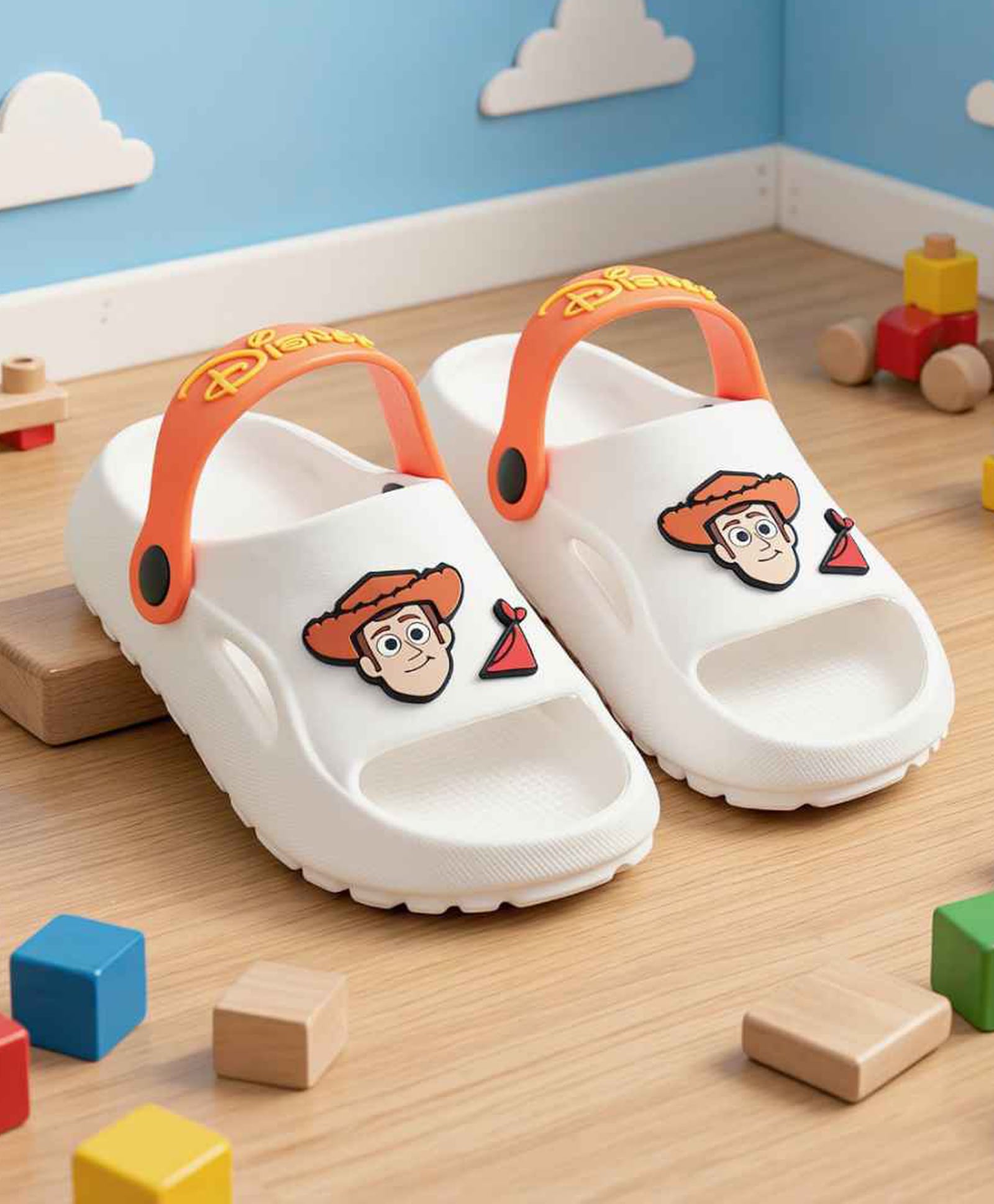 Yellow Bee Disney Pixar Toy Story Featuring Woody Applique Detailed Slingback Clogs - White-picture-17