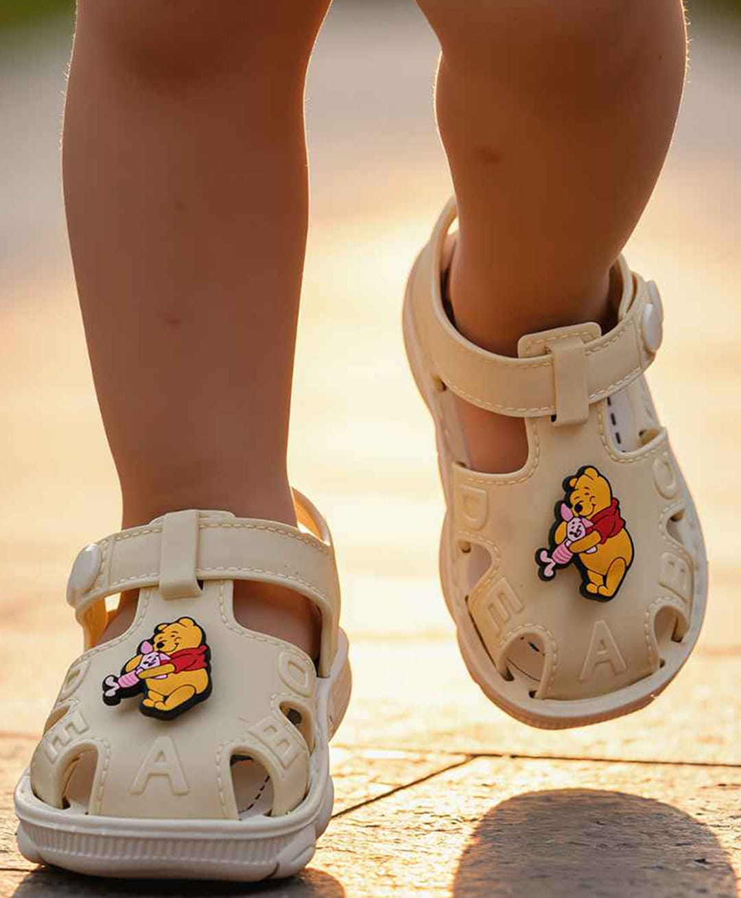 Yellow Bee Disney Featuring Winnie The Pooh Applique Detailed Button Closure Sandals - Beige-picture-27