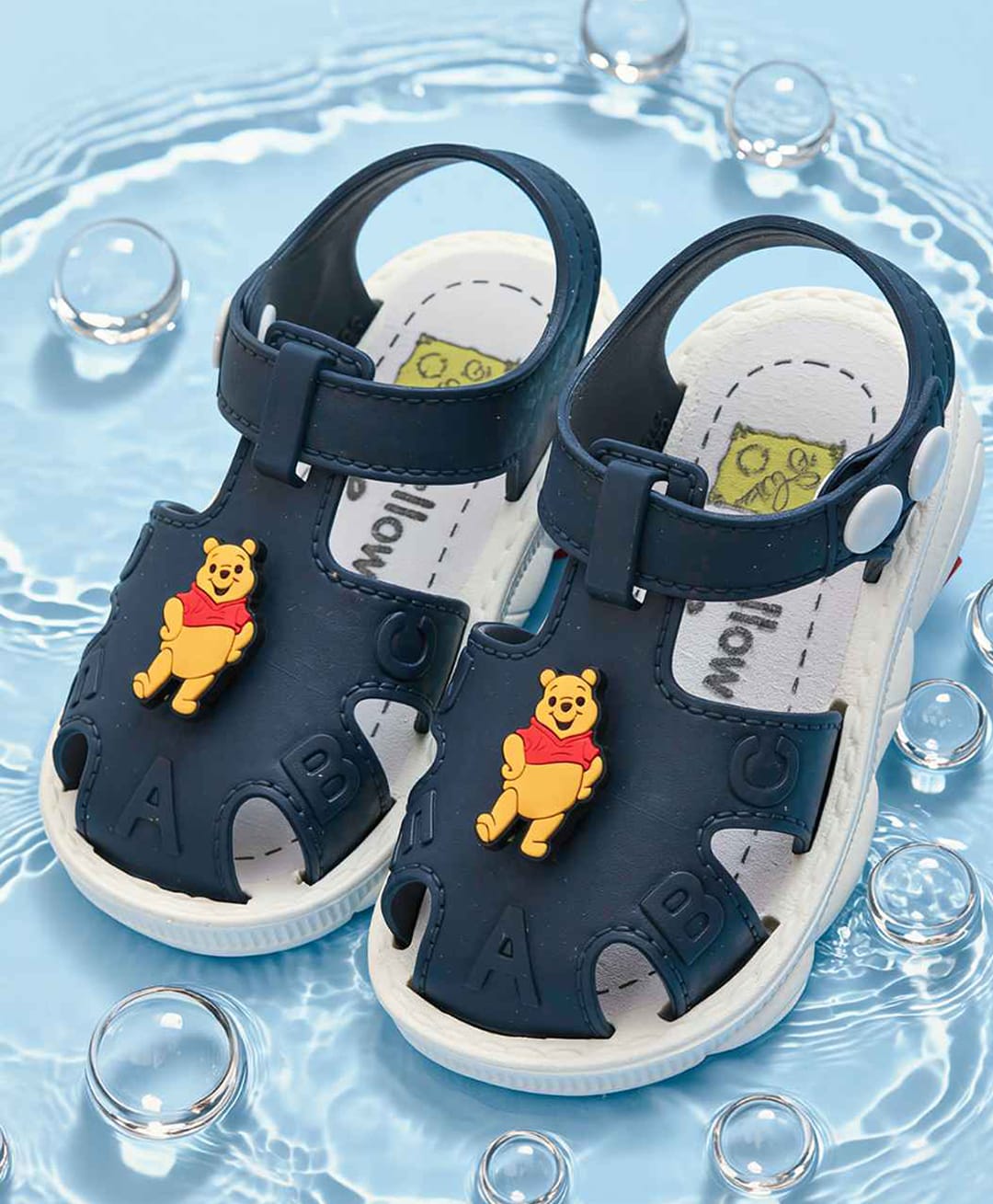 Yellow Bee Disney Featuring Winnie The Pooh Applique Detailed Button Closure Sandals - Navy Blue-picture-11