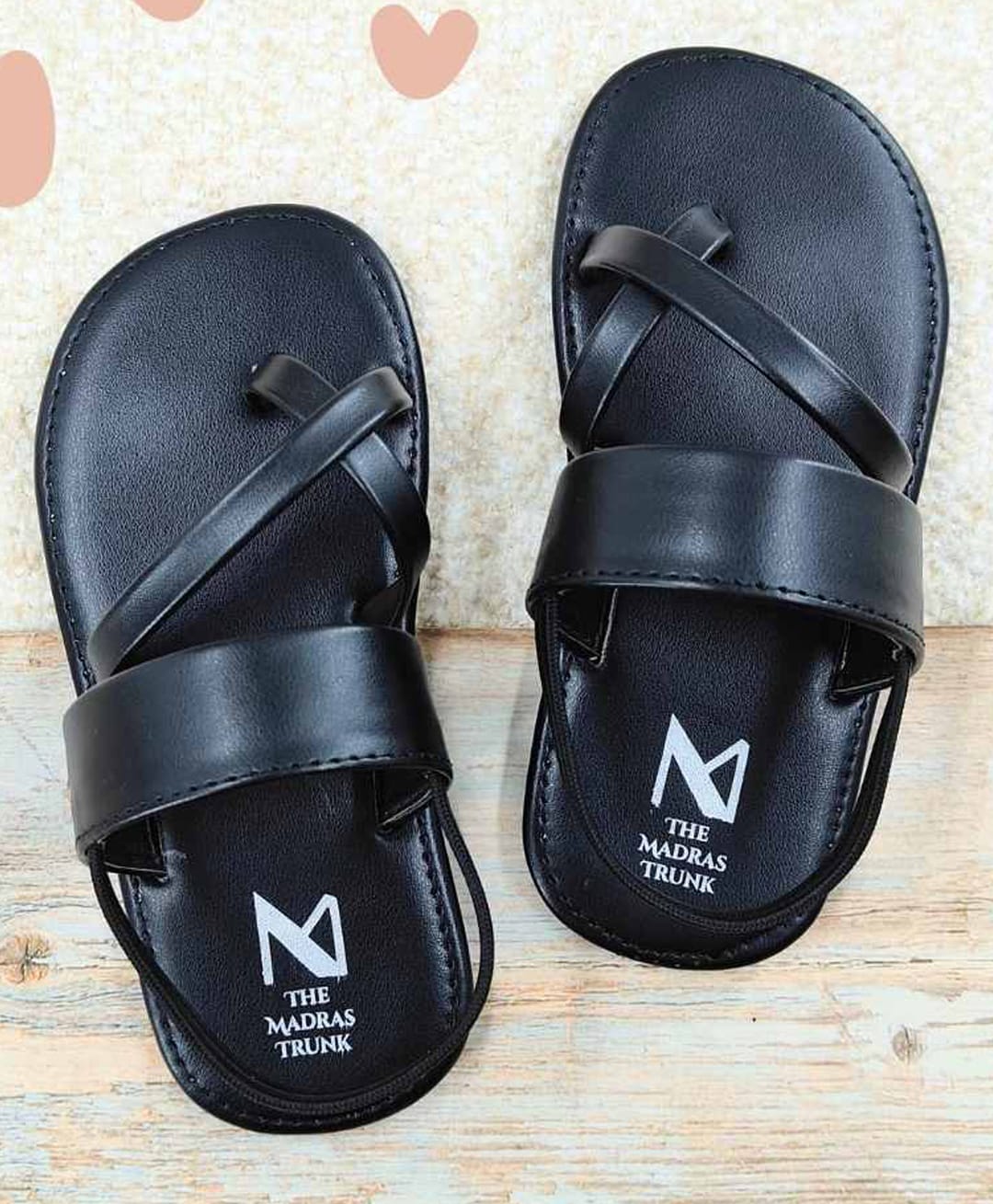 The Madras Trunk Solid Slingback Sandals - Black-picture-10
