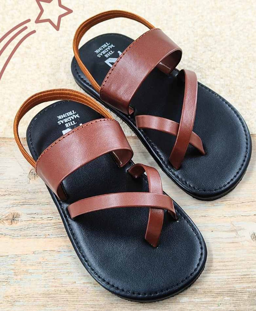 The Madras Trunk Colour Blocked Slingback Sandals - Black & Brown-image-3
