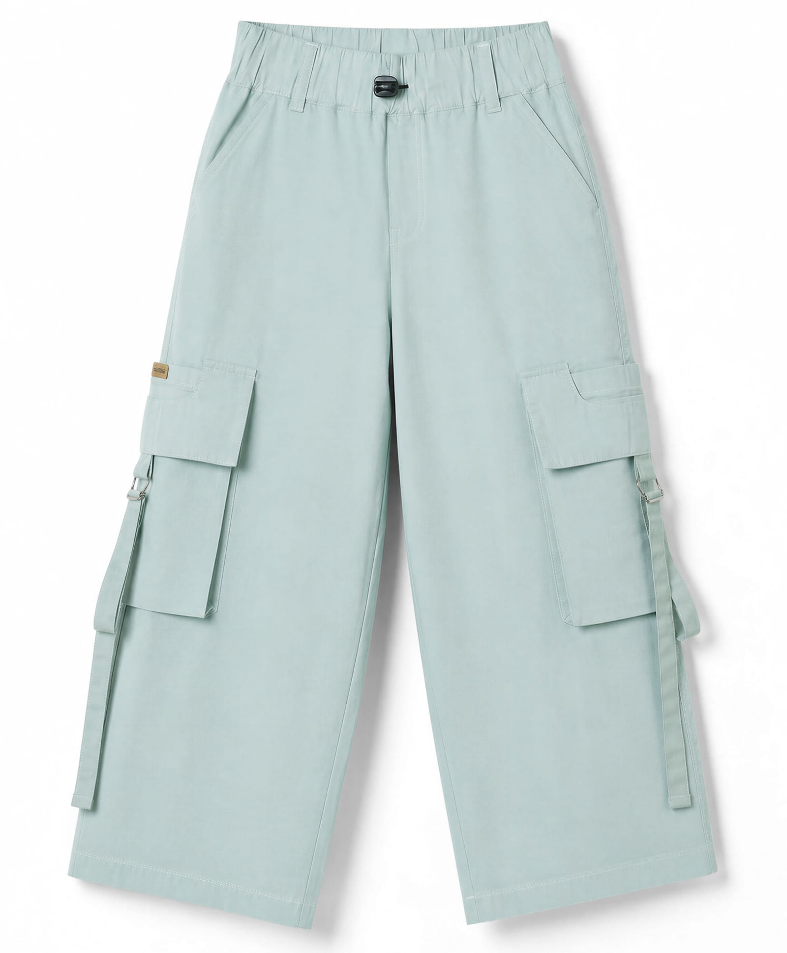 Olio Kids Cotton Woven Full Length Trouser With Cargo Pockets - Sea Green-picture-29