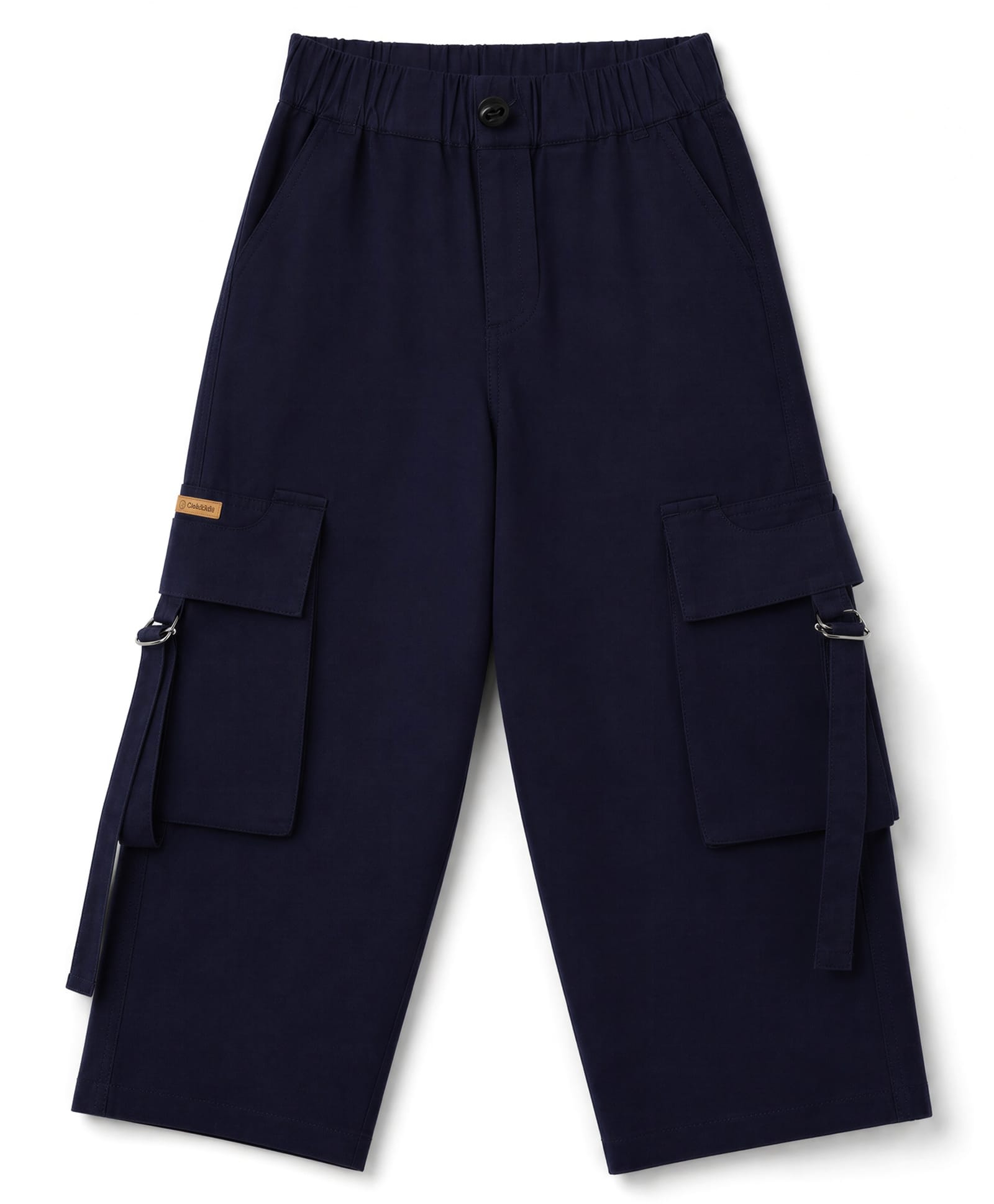 Olio Kids Cotton Woven Full Length Trouser With Cargo Pockets - Navy Blue-picture-23