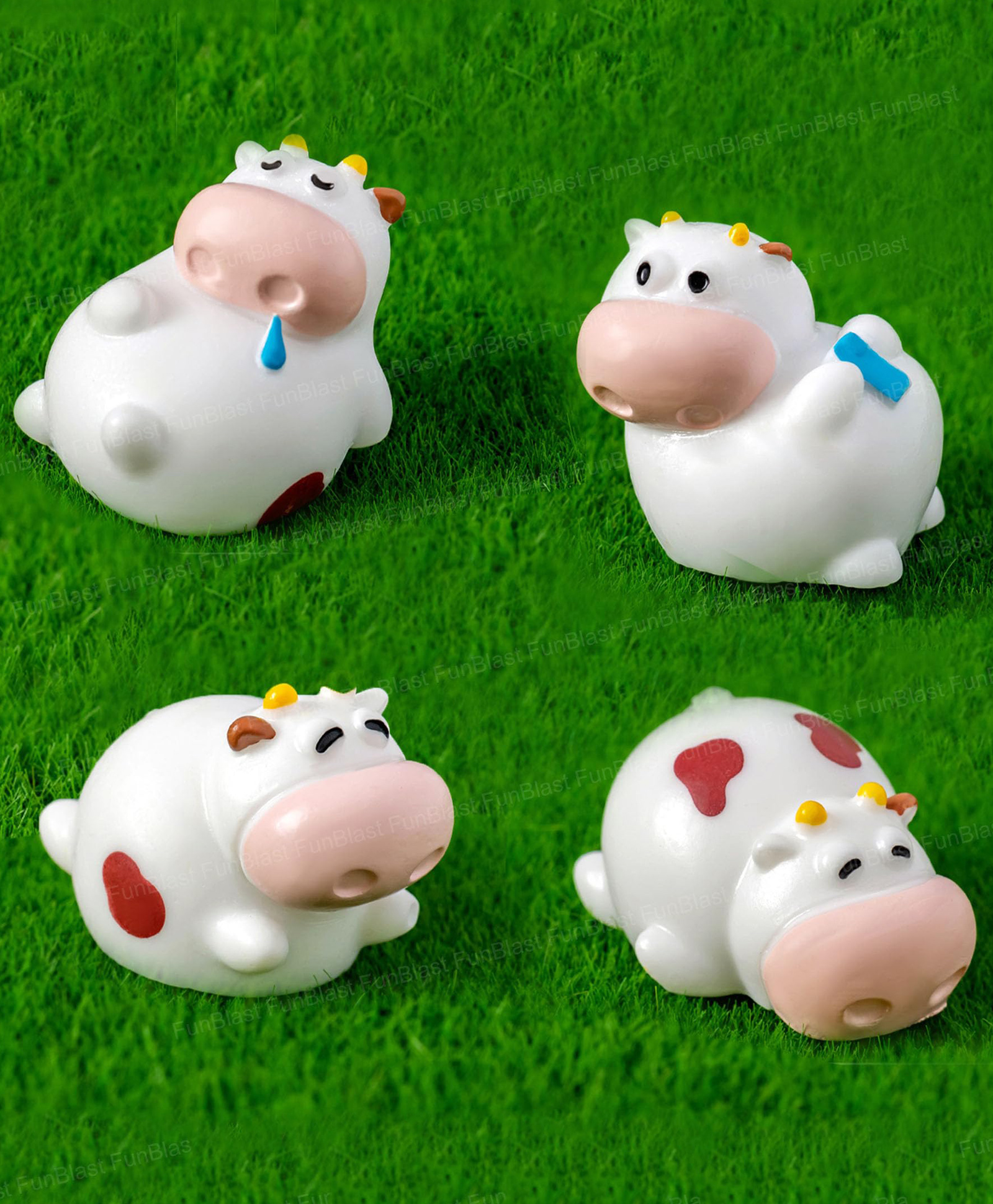 FunBlast Mini Cute Cow Miniature Figurines Showpiece for Car & Table, Office - Pack of 4-picture-22