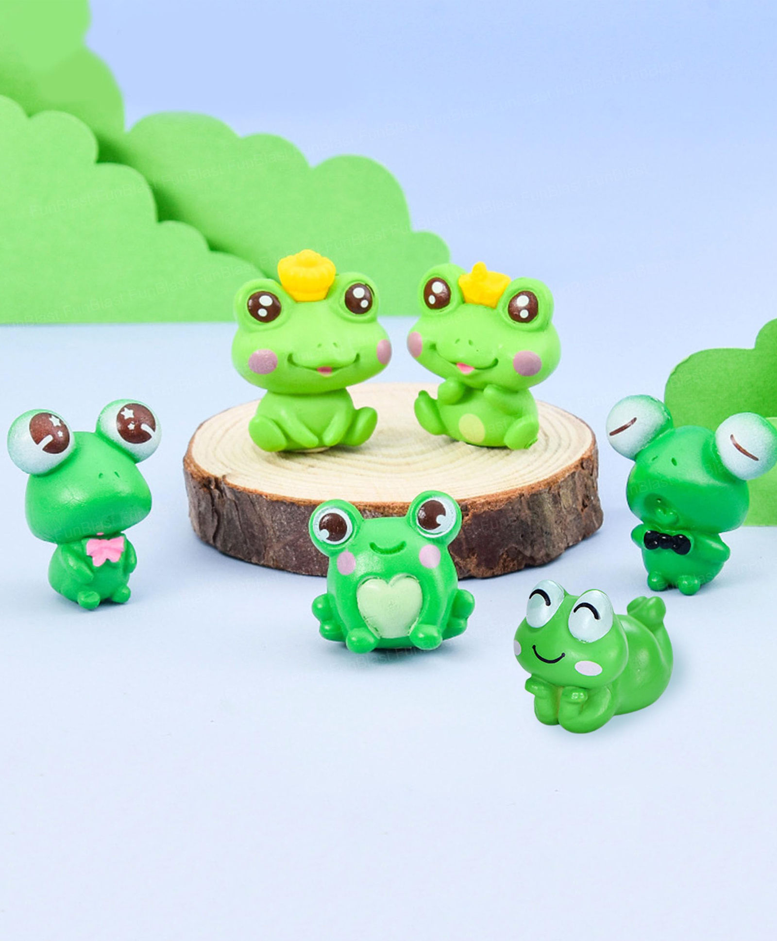 FunBlast Cute Frog Miniature Figurines for Office, Table Pack of 6 (Multicolor)-picture-14