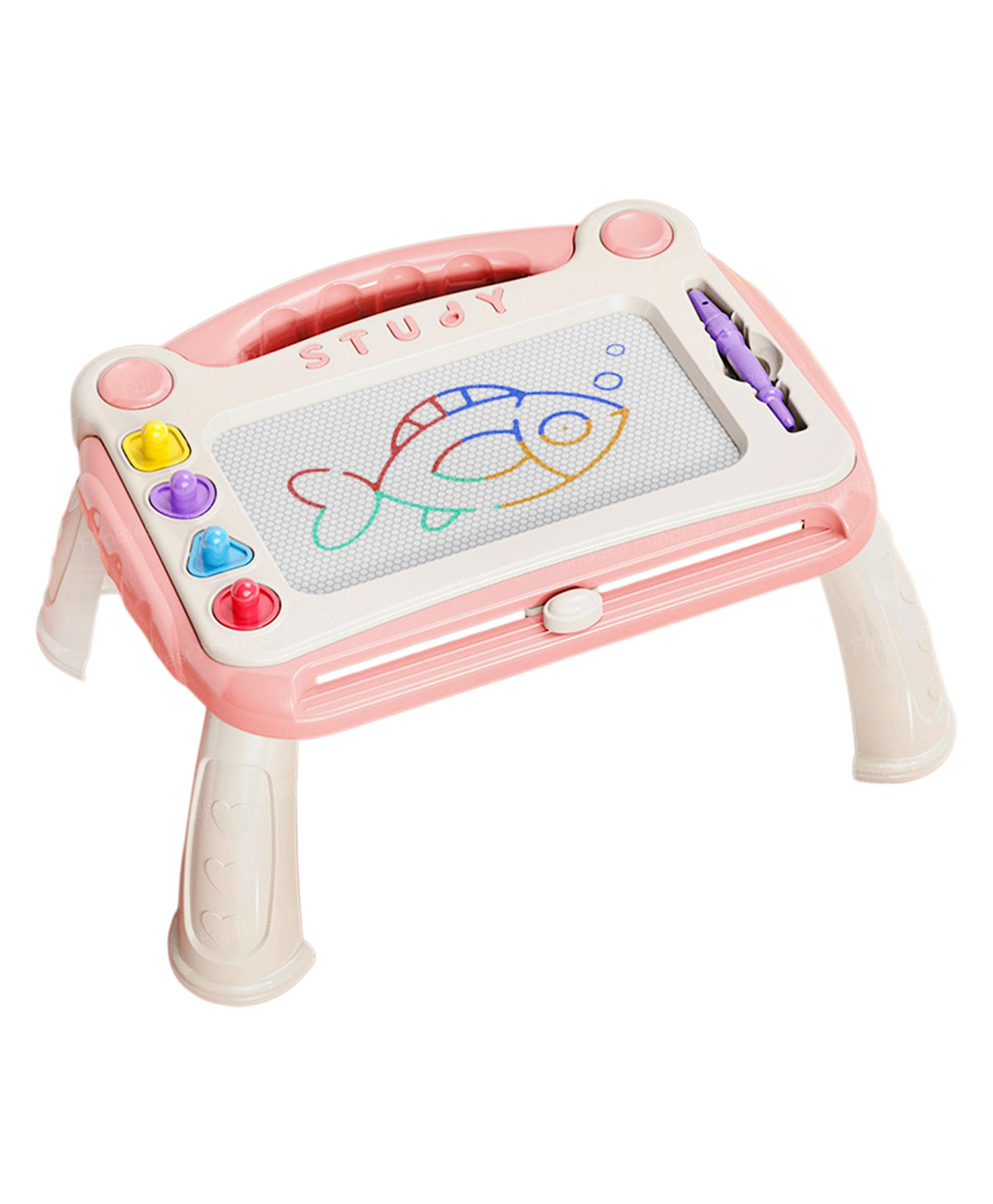 FunBlast Magic Board with Doodles & Magnetic Shapes Stamp for Kids - Multicolor-picture-0