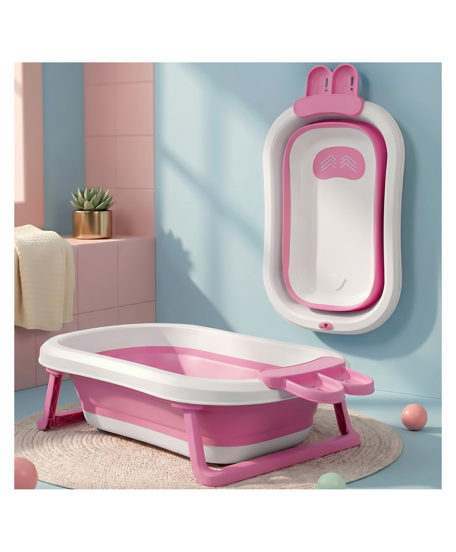 StarAndDaisy Bath Tub for Baby 0-3 Years/Foldable Bath tub for Kids, Space Saving Design, Newborn Baby Folding Bathing Tub with Soapbar Girls & Boys, Easy to Store (Pink)-picture-20